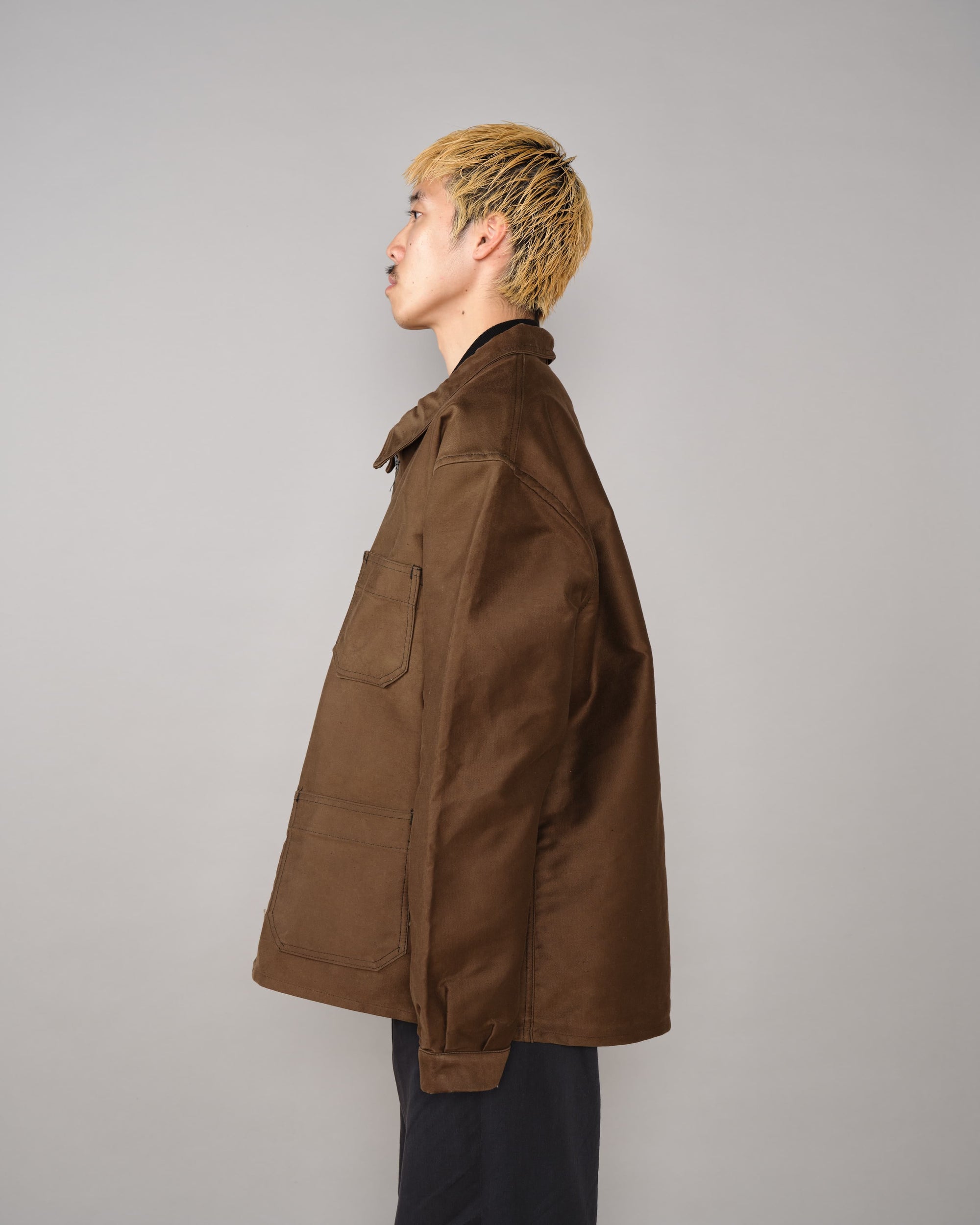 【~60's】French Vintage Brown Moleskin Work Jacket