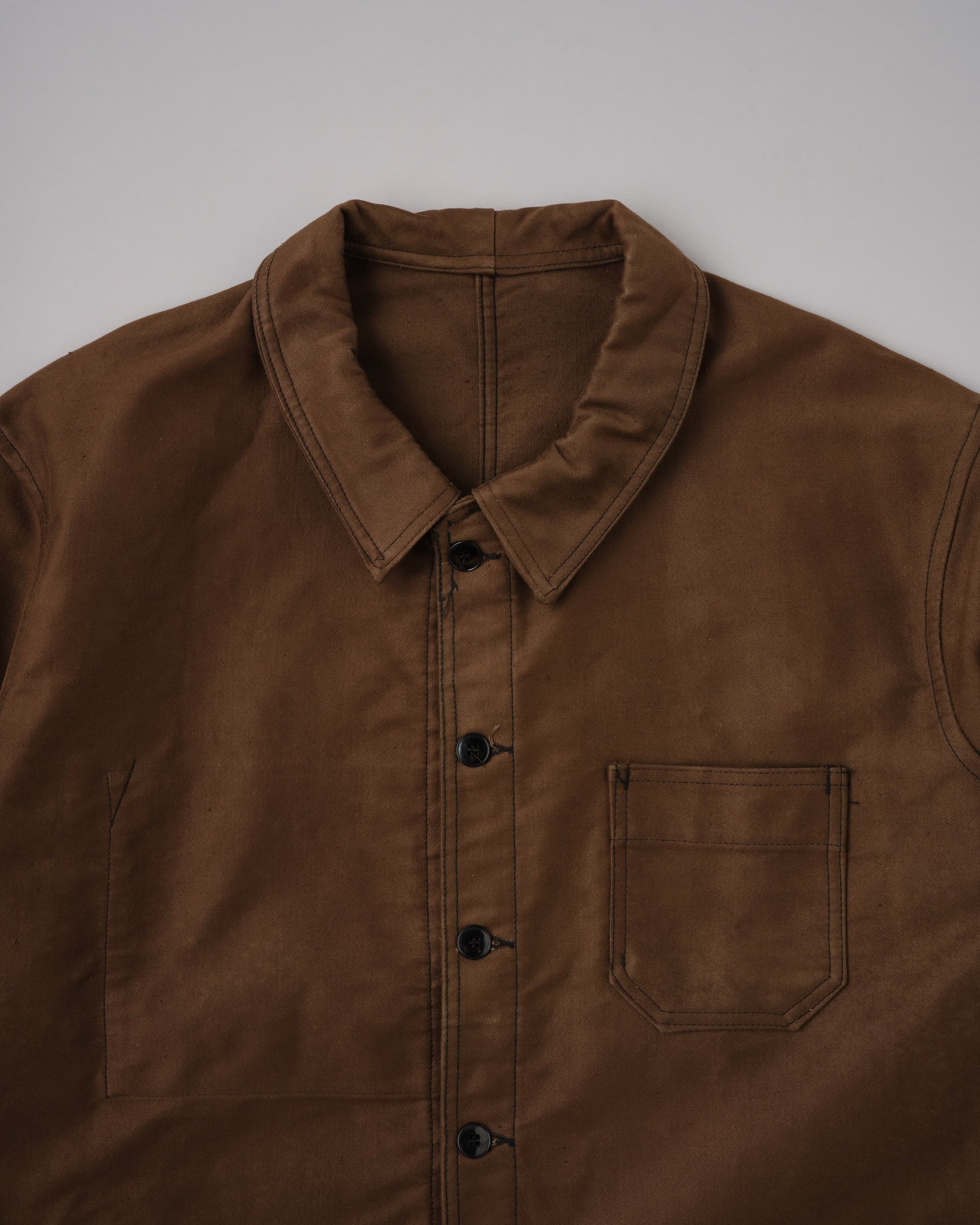 【~60's】French Vintage Brown Moleskin Work Jacket