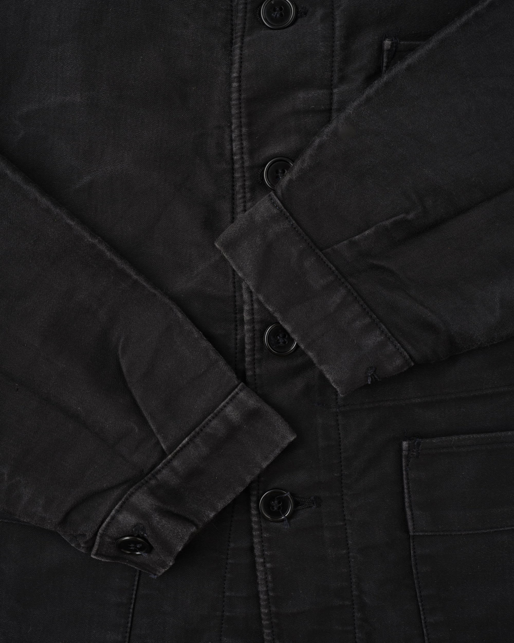【~40's】French Vintage Black Moleskin Work Jacket "Adolphe Lafont"