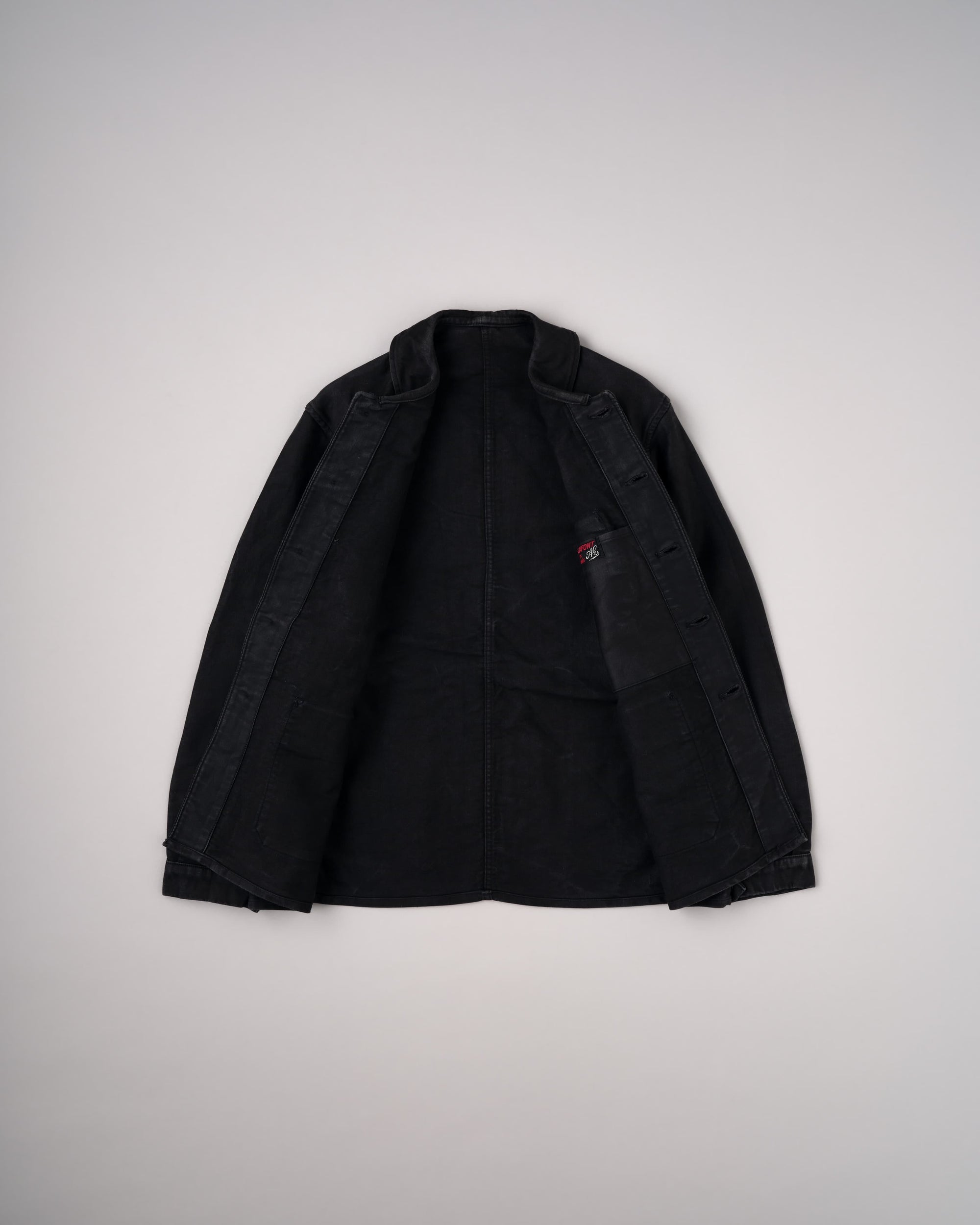 【~40's】French Vintage Black Moleskin Work Jacket "Adolphe Lafont"