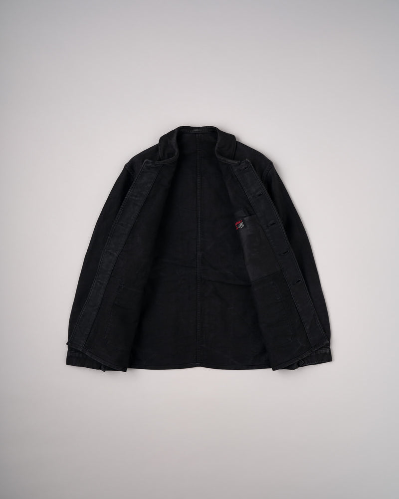 【~40's】French Vintage Black Moleskin Work Jacket "Adolphe Lafont"