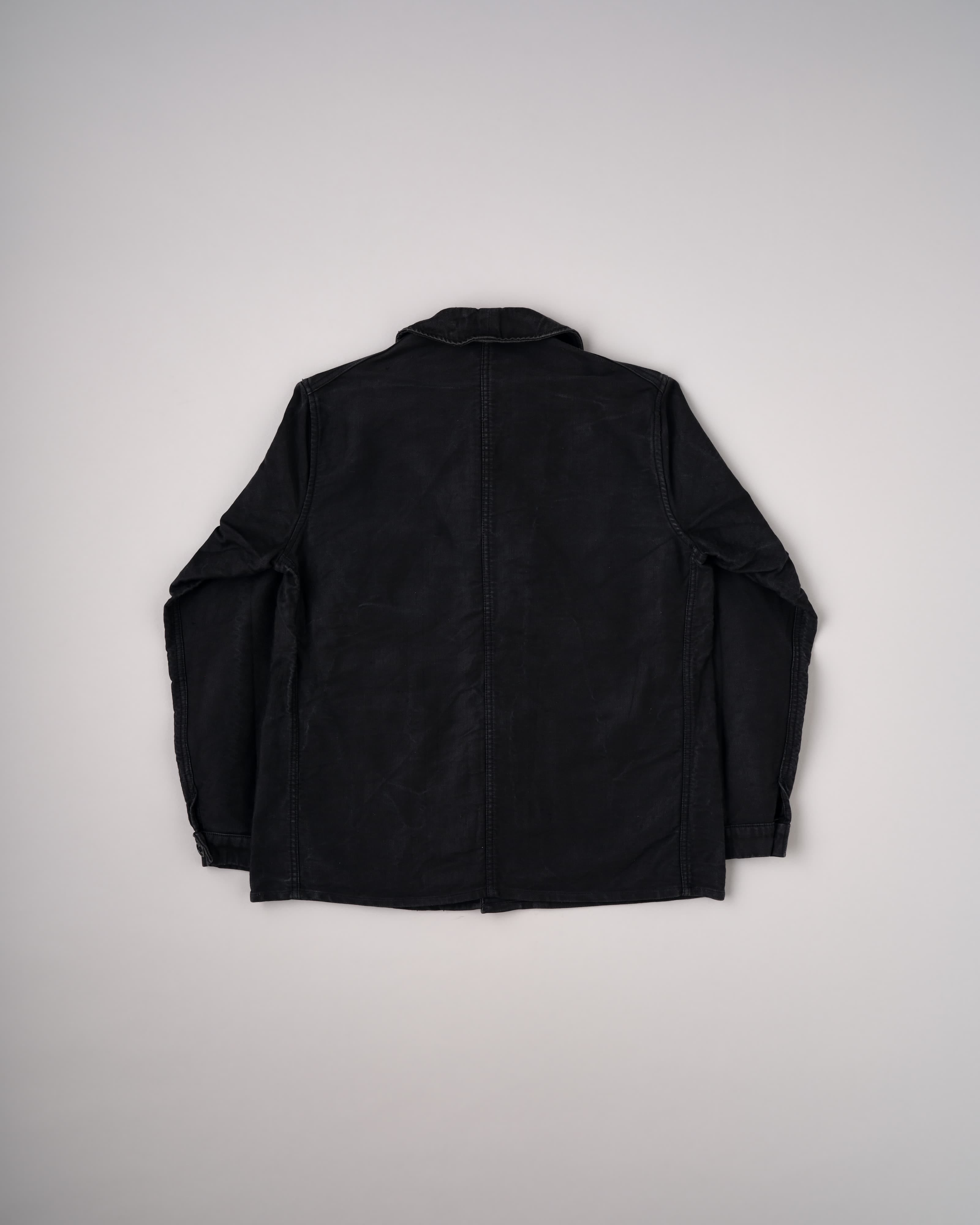 40's] French Vintage Black Moleskin Work Jacket 