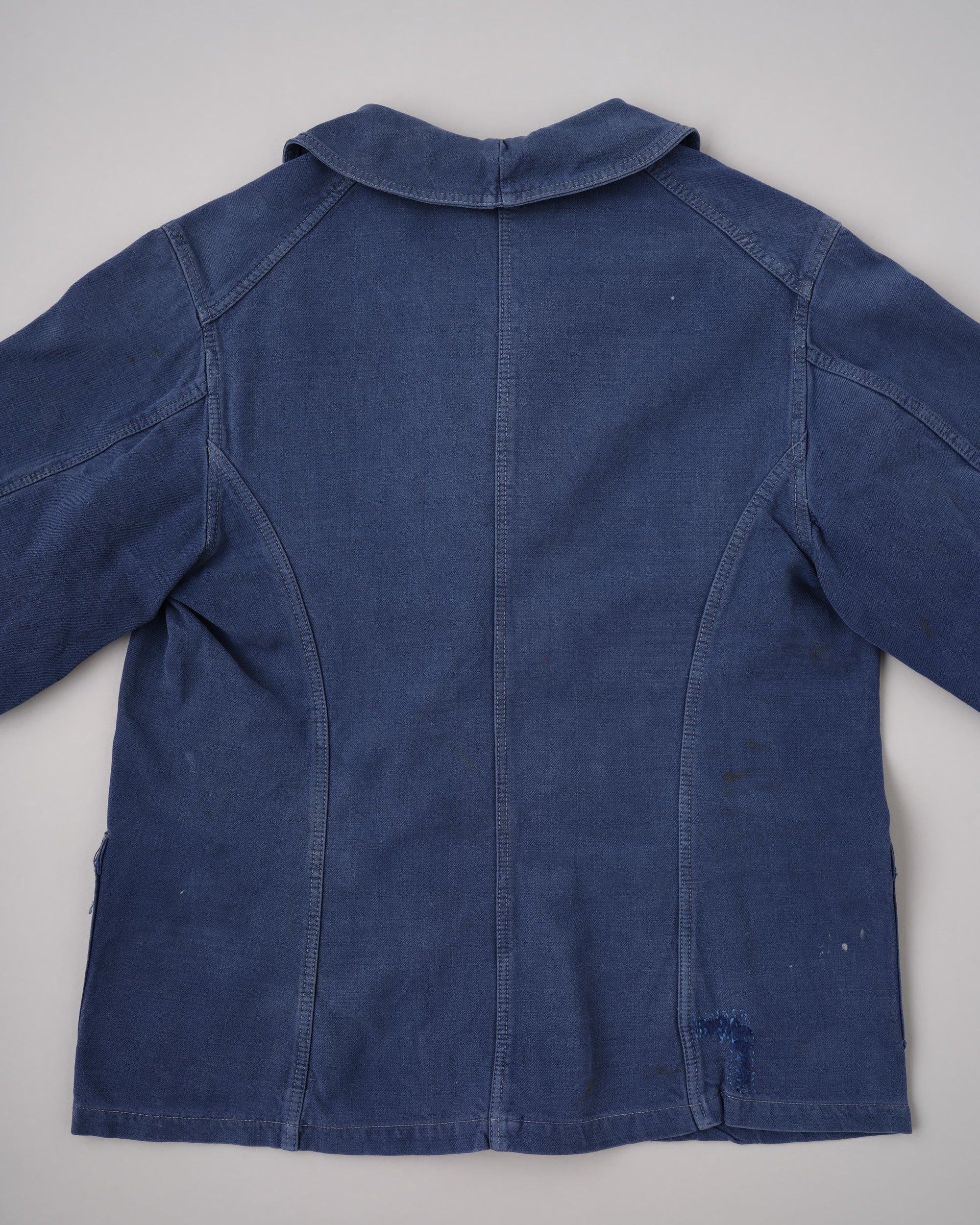 【~40's】French Vintage Blue Cotton Twill Double Breasted Work Jacket