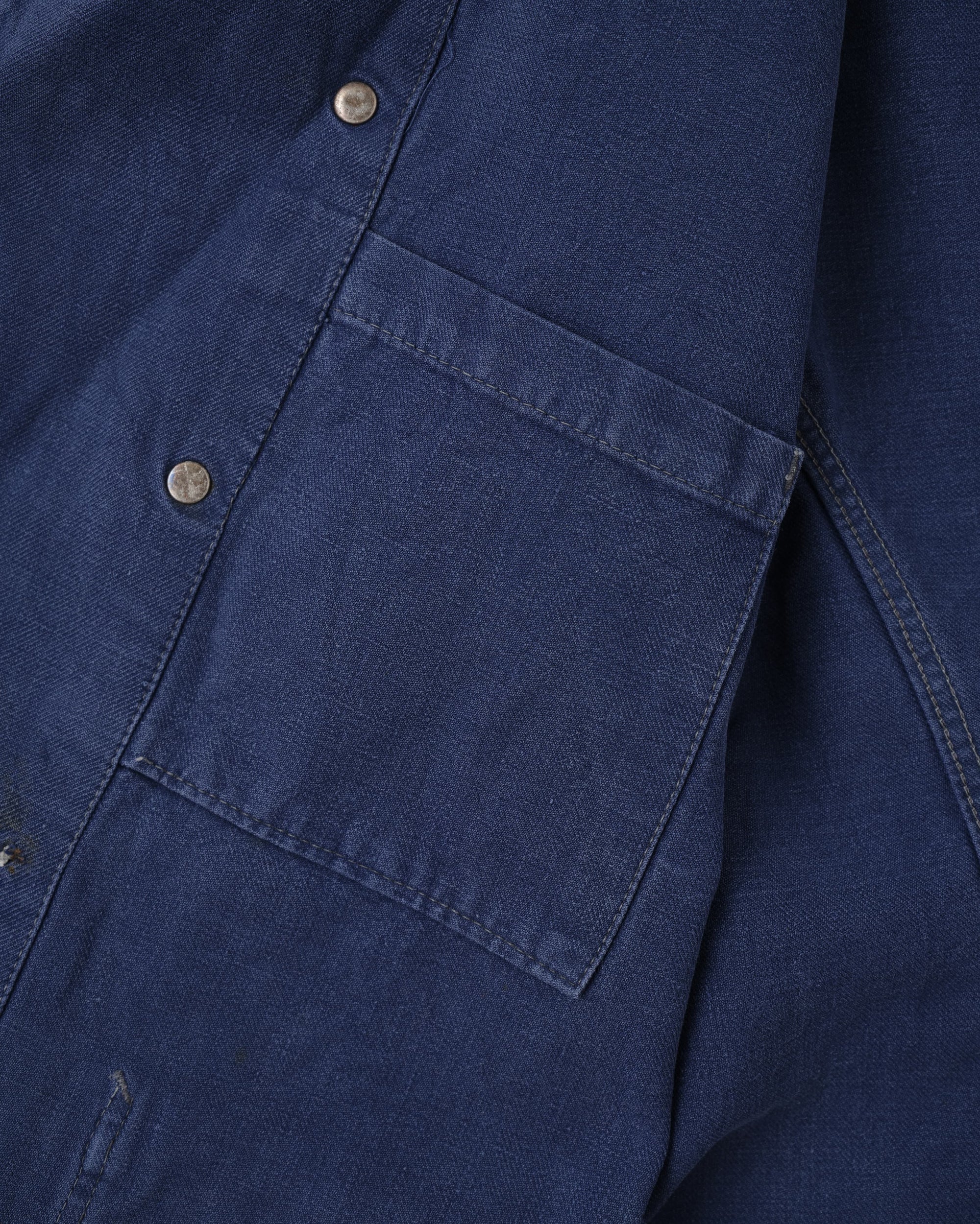 【~40's】French Vintage Blue Cotton Twill Double Breasted Work Jacket