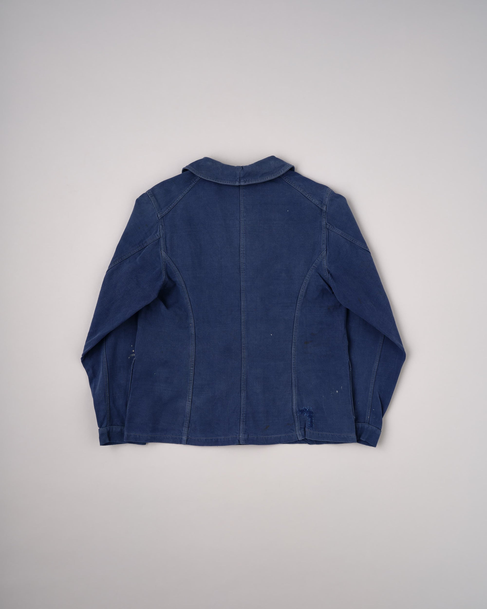 【~40's】French Vintage Blue Cotton Twill Double Breasted Work Jacket