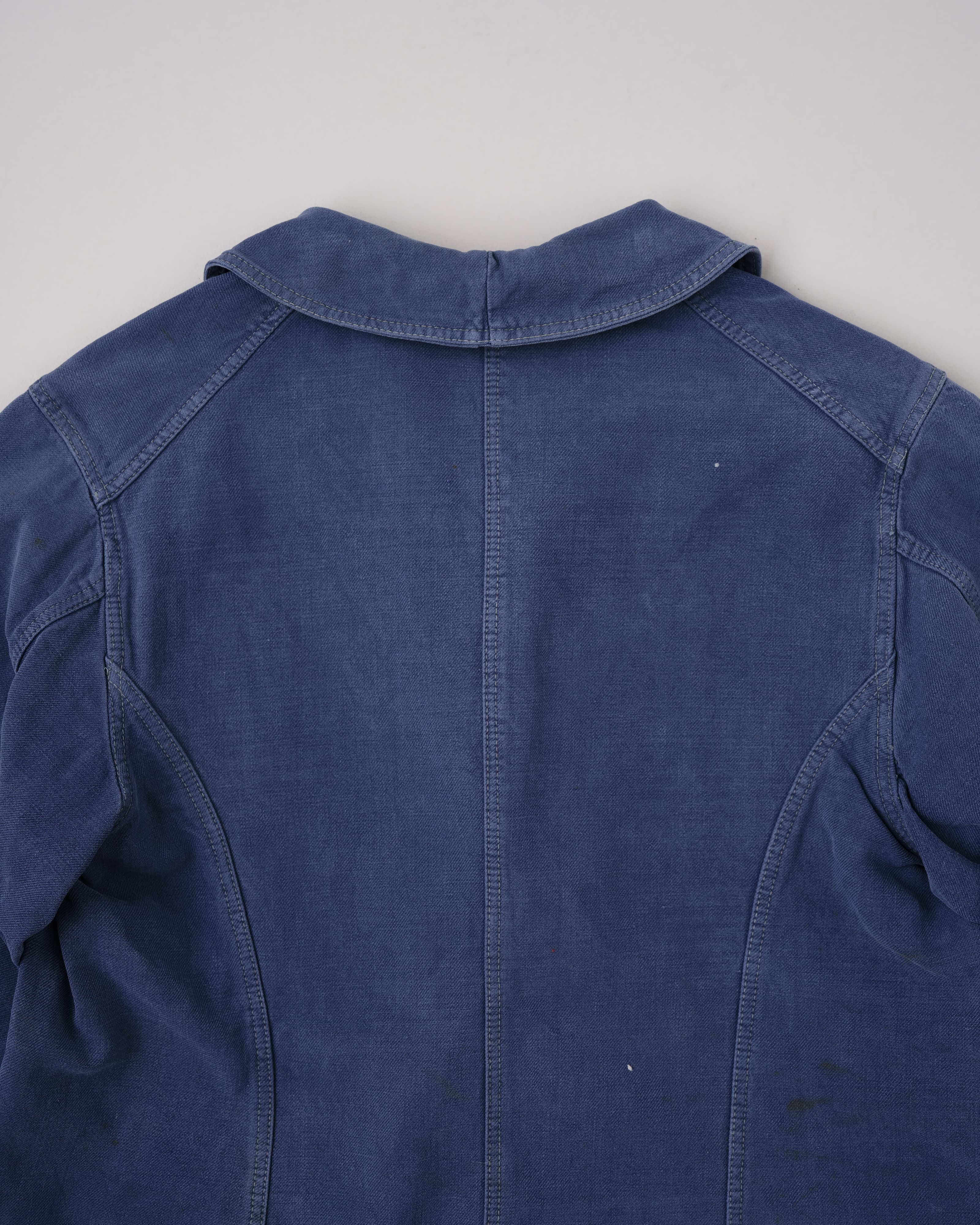 40's】French Vintage Blue Cotton Twill Double Breasted Work Jacket