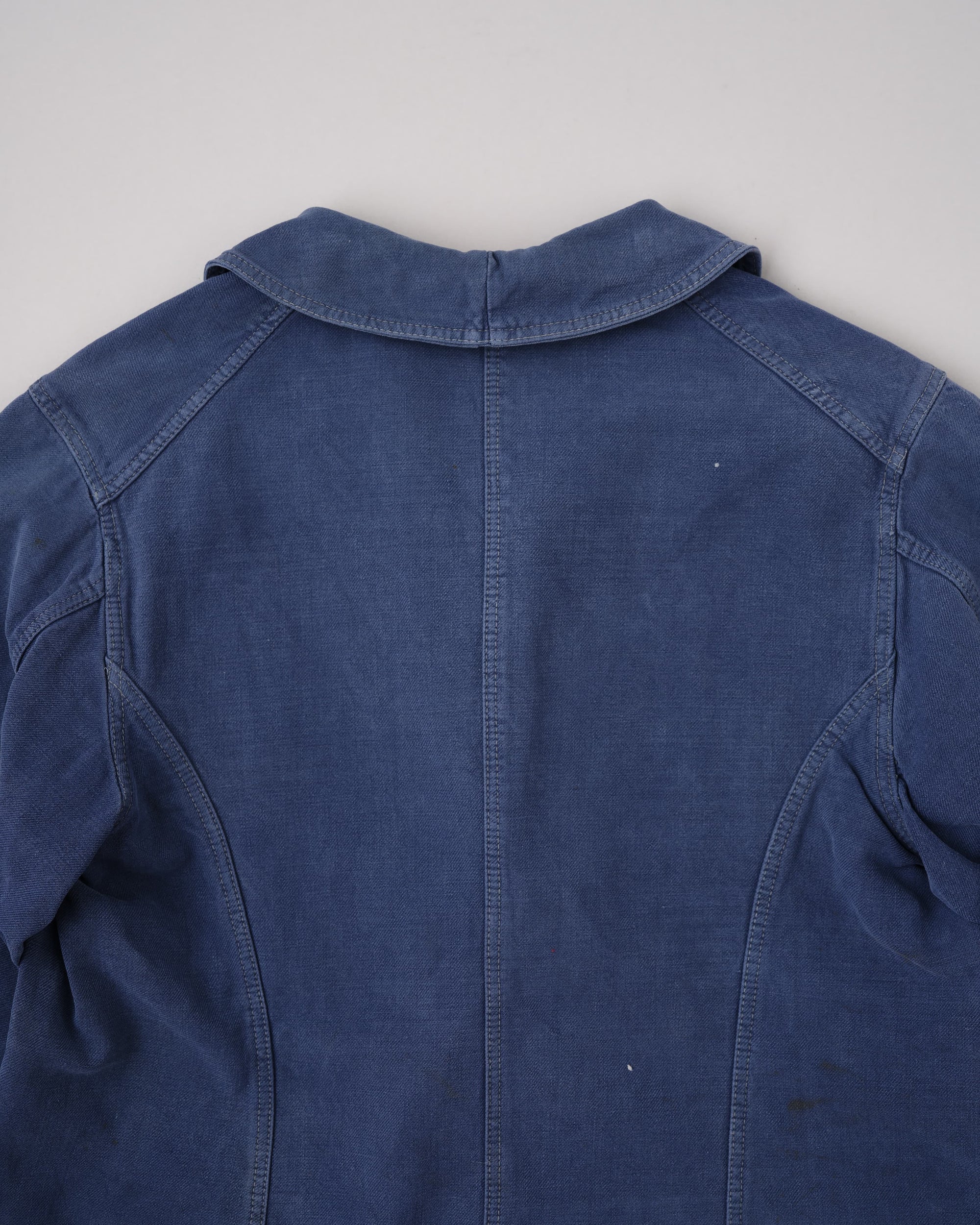 【~40's】French Vintage Blue Cotton Twill Double Breasted Work Jacket