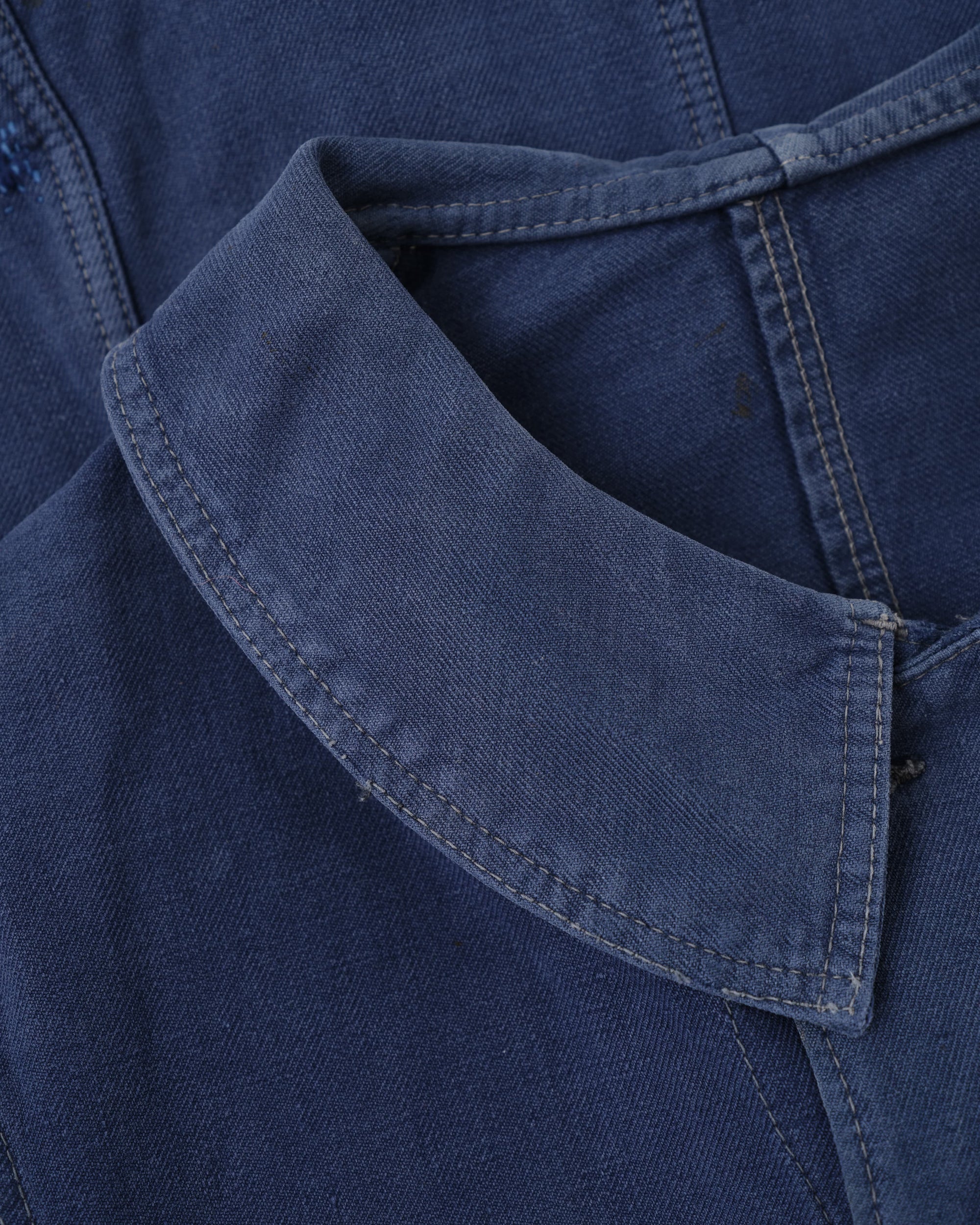 【~40's】French Vintage Blue Cotton Twill Double Breasted Work Jacket