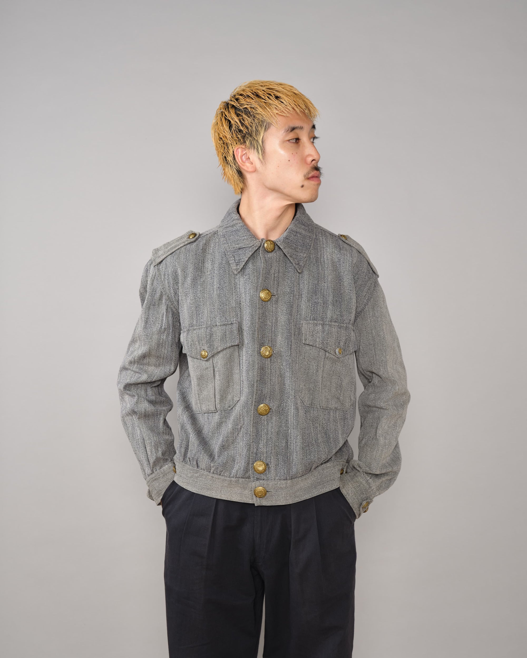 【~40's】Spanish Army Salt & Pepper Cotton Jacket