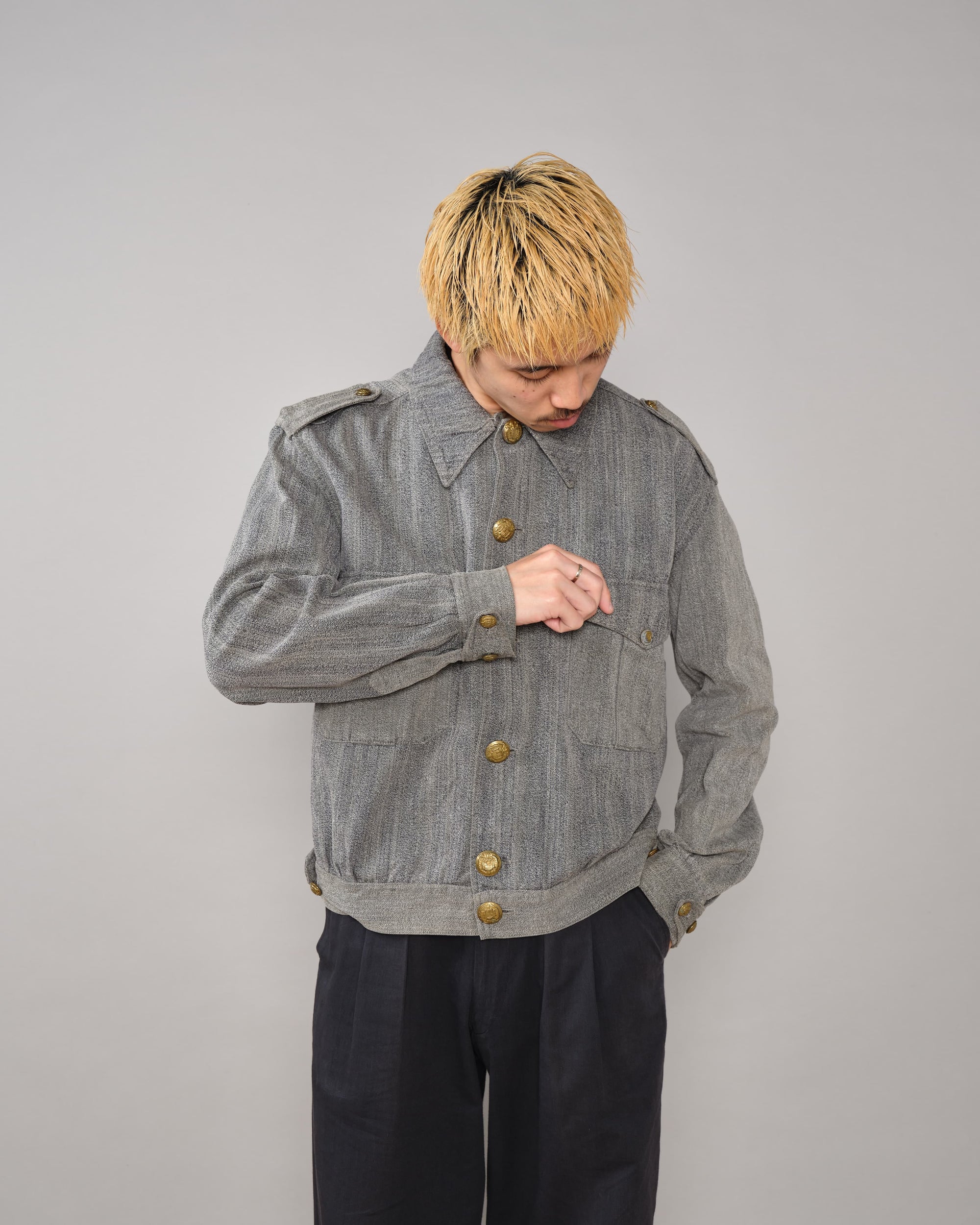 【~40's】Spanish Army Salt & Pepper Cotton Jacket