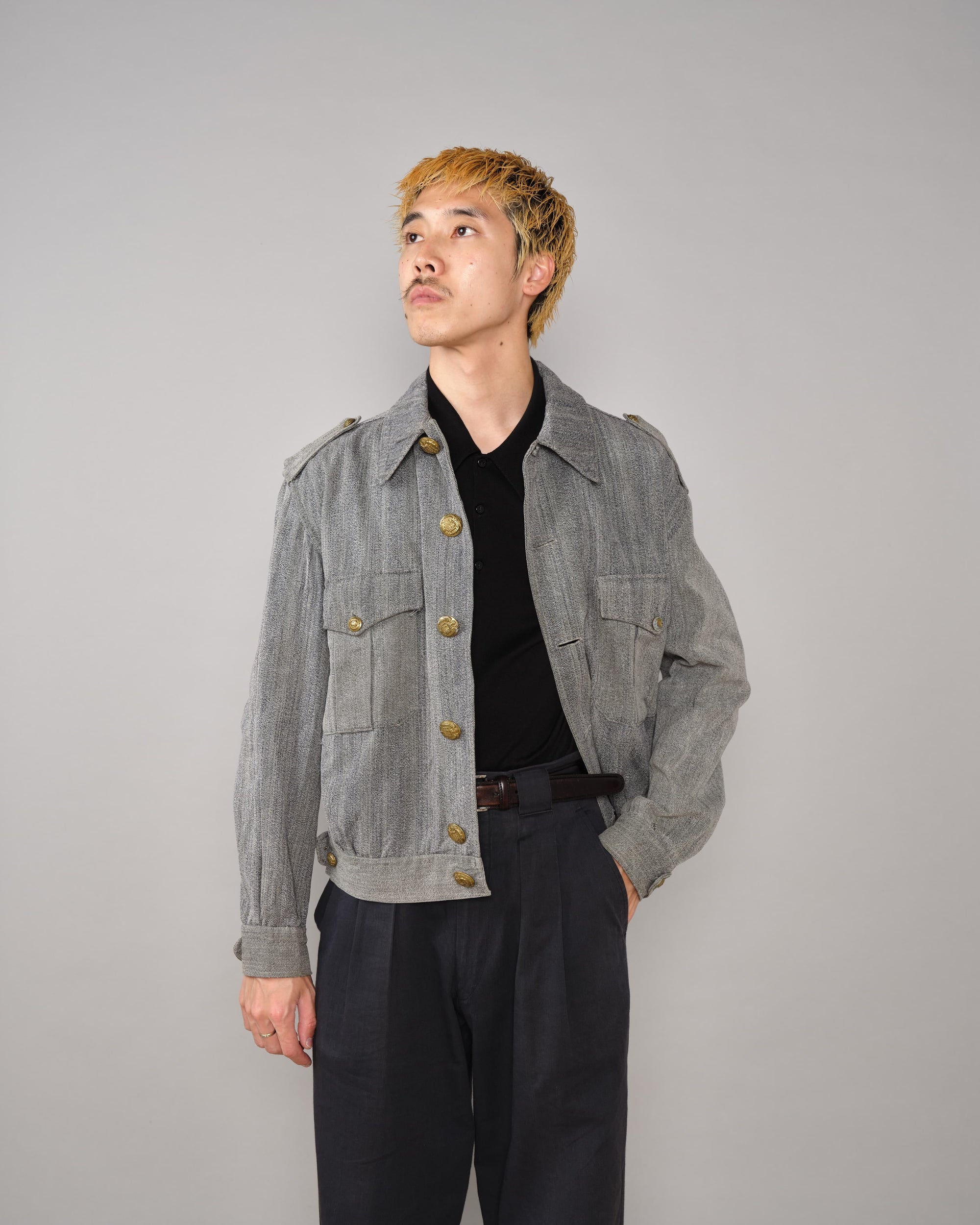 【~40's】Spanish Army Salt & Pepper Cotton Jacket