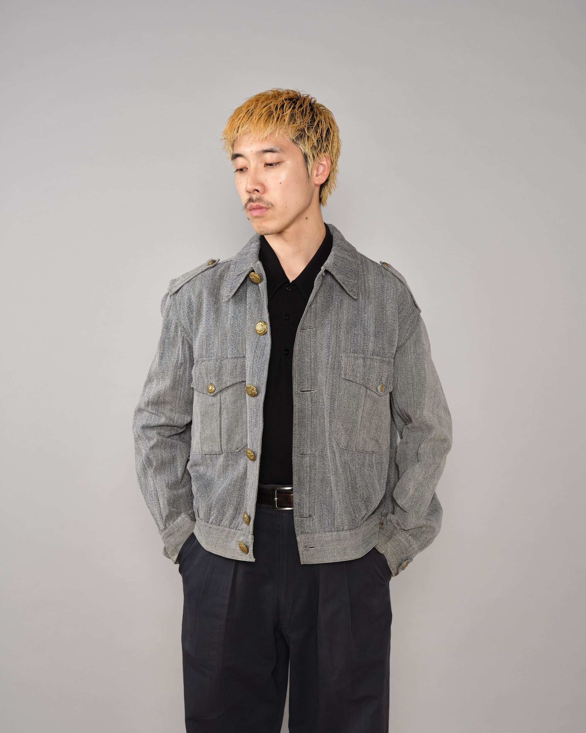 【~40's】Spanish Army Salt & Pepper Cotton Jacket
