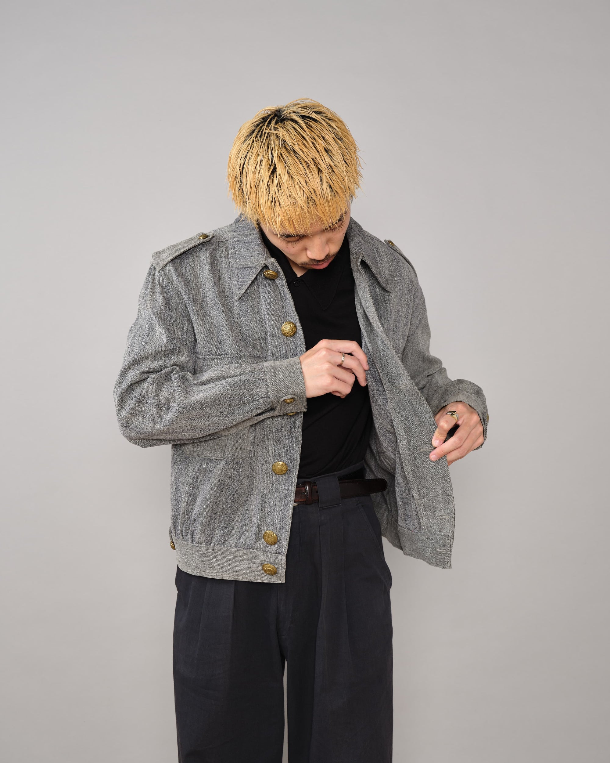【~40's】Spanish Army Salt & Pepper Cotton Jacket