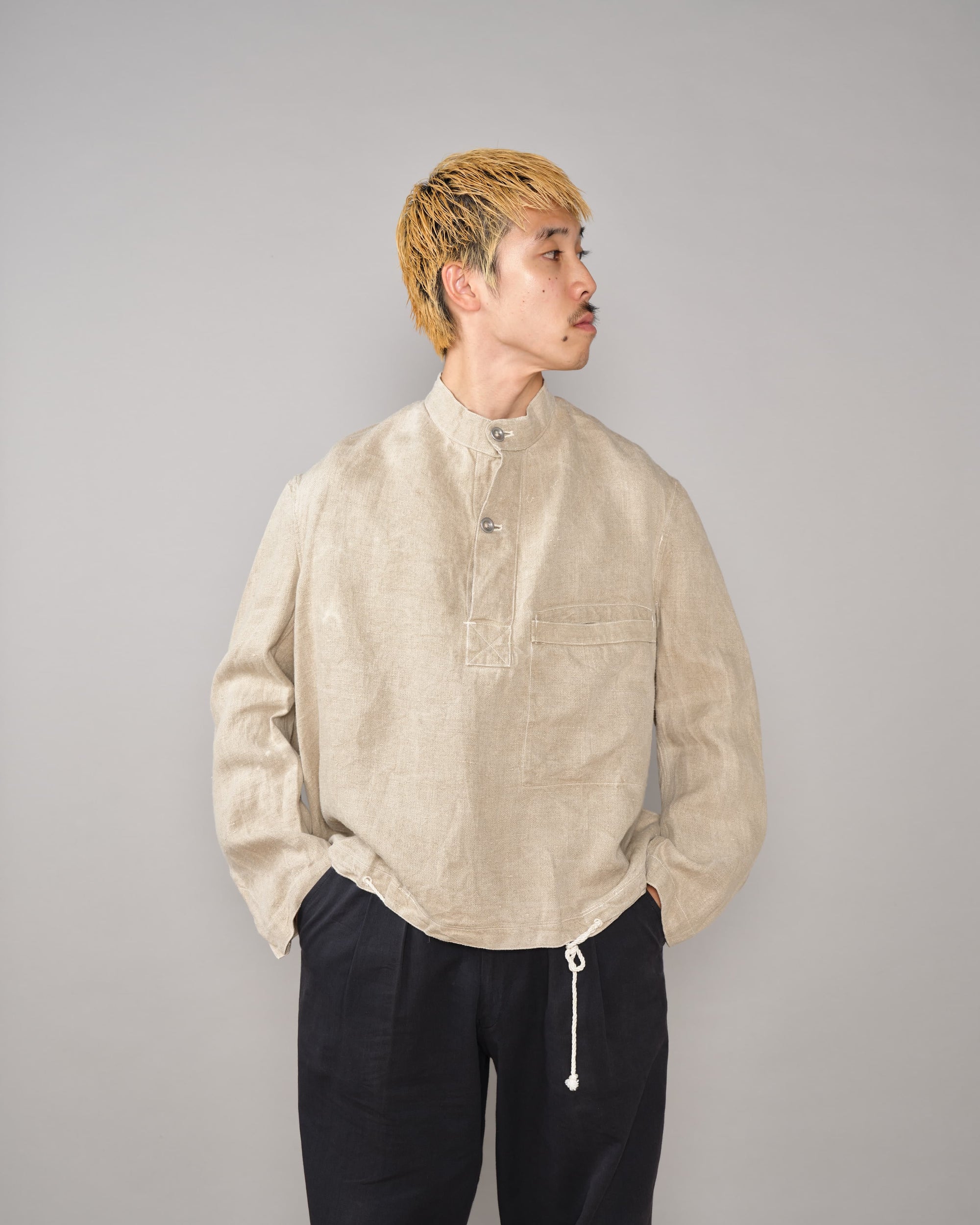 【~40's】WWII German Navy Drillich HBT Linen Work Smock Size.2 "Kriegsmarine"