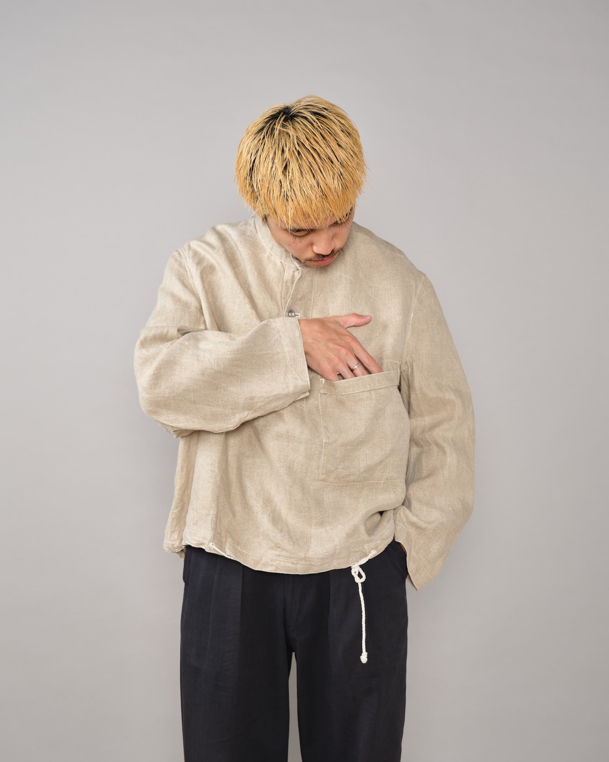 【~40's】WWII German Navy Drillich HBT Linen Work Smock Size.2 "Kriegsmarine"