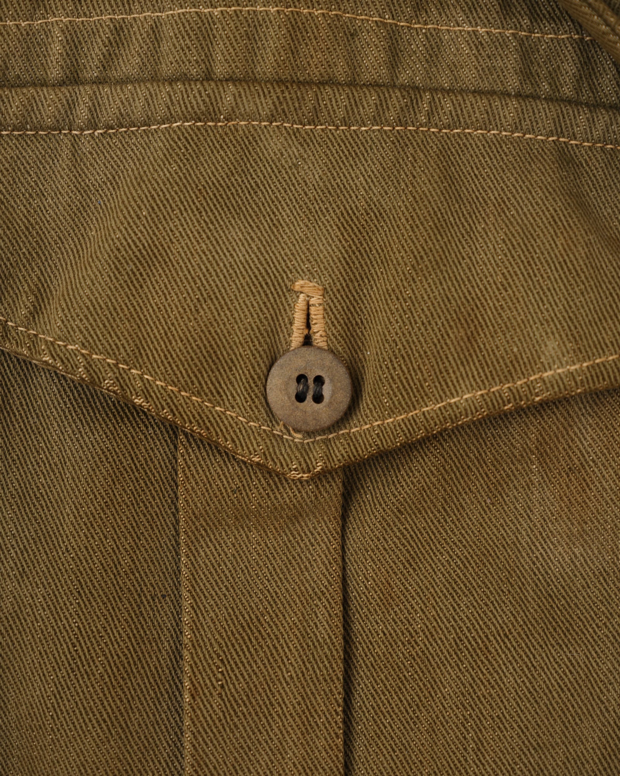 【~40's】WWII German Army British Green Denim Fabric Made Short Jacket