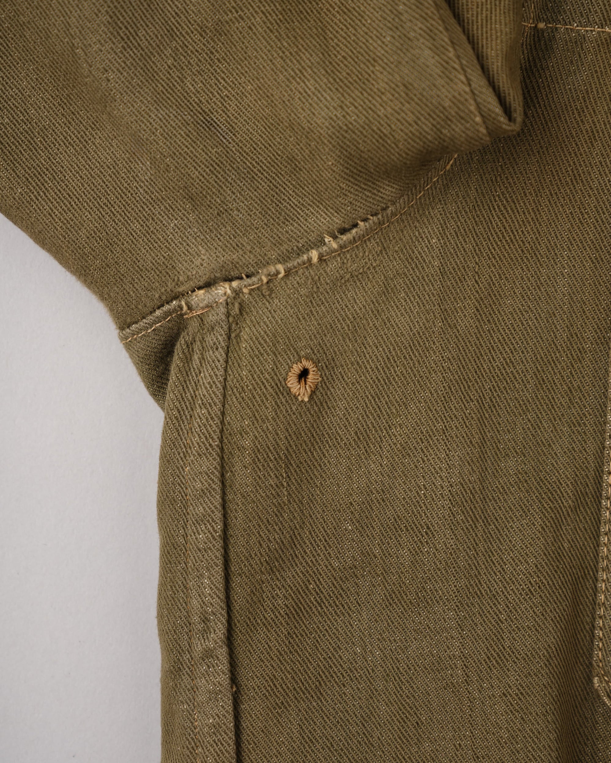 【~40's】WWII German Army British Green Denim Fabric Made Short Jacket