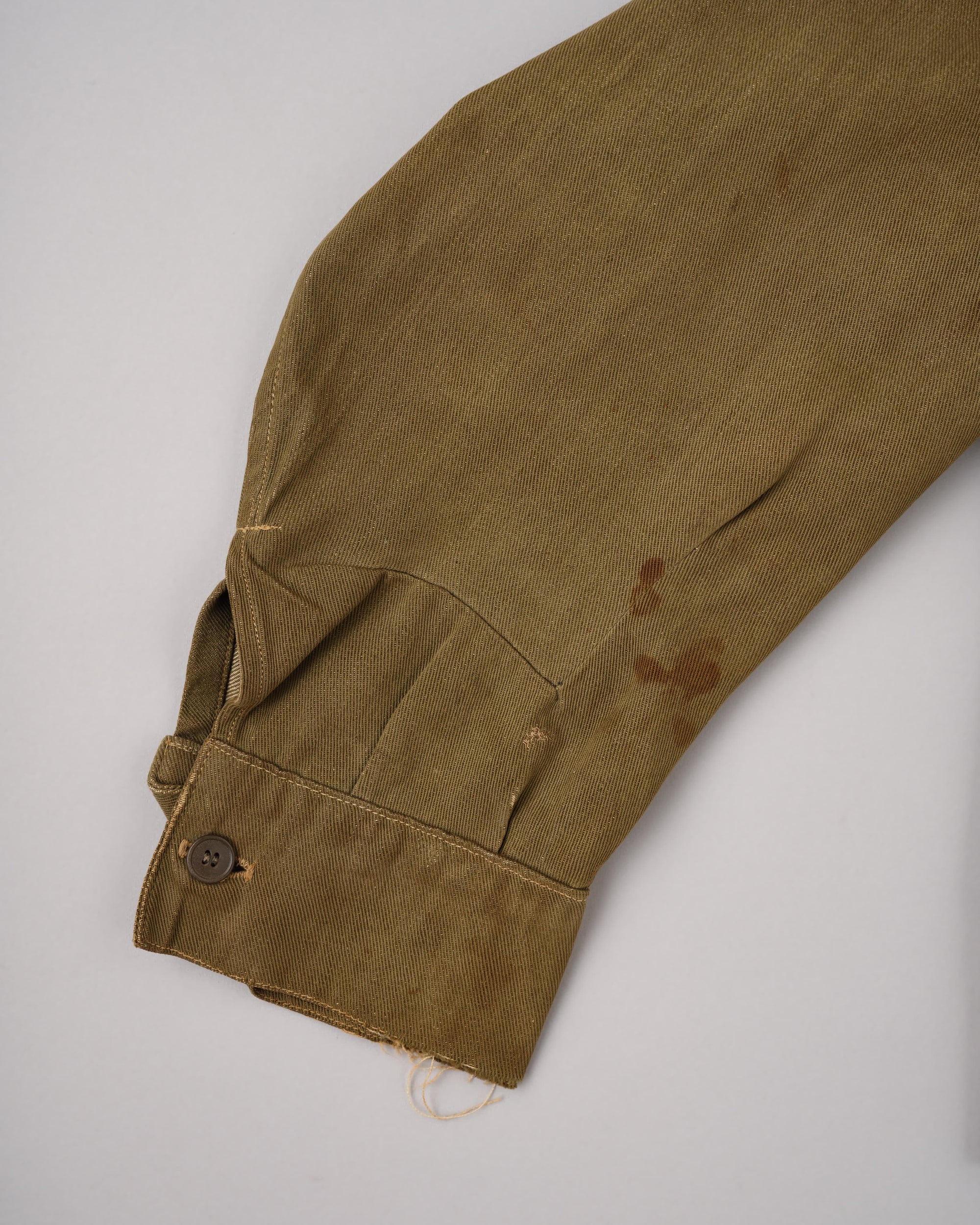 【~40's】WWII German Army British Green Denim Fabric Made Short Jacket