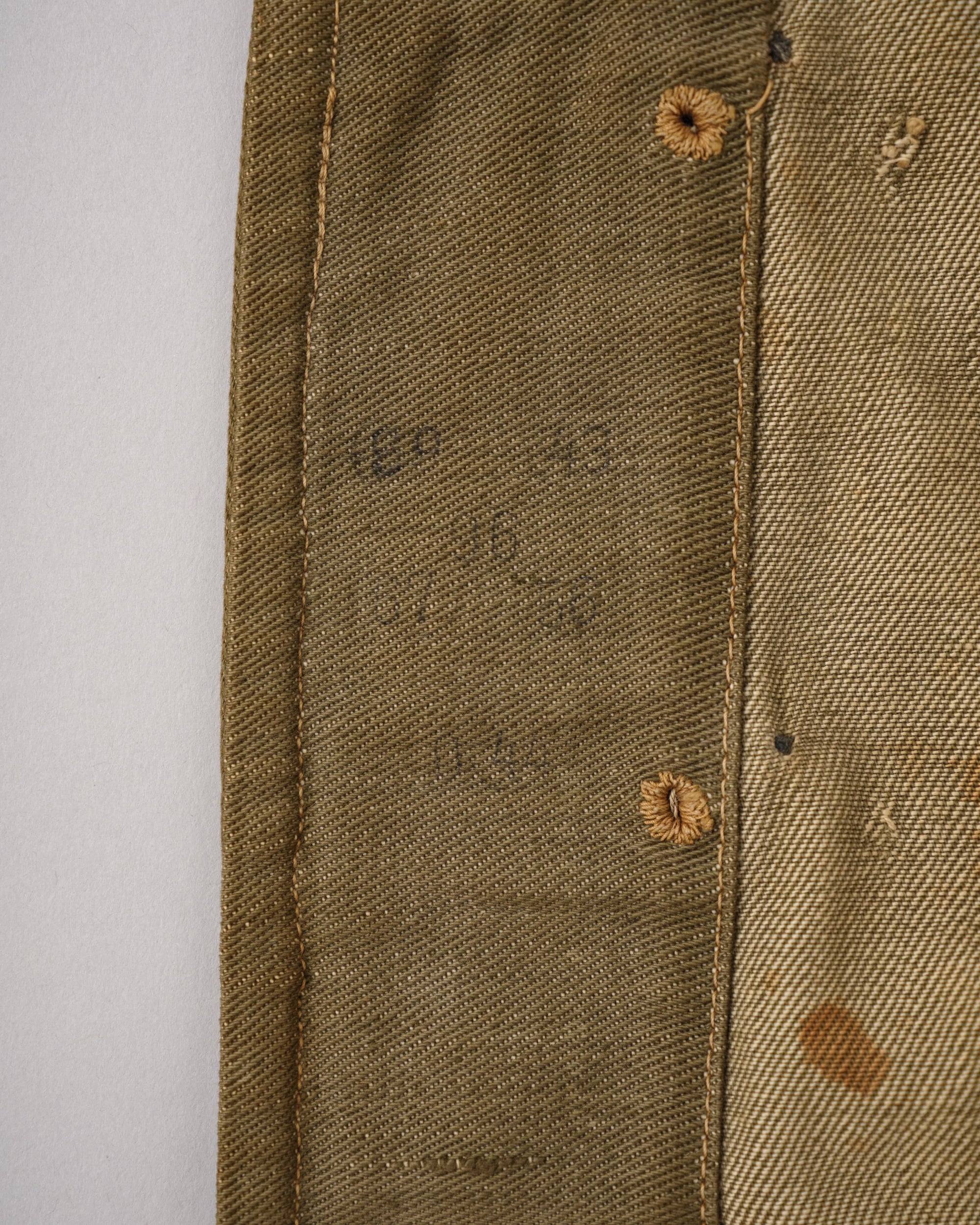 【~40's】WWII German Army British Green Denim Fabric Made Short Jacket