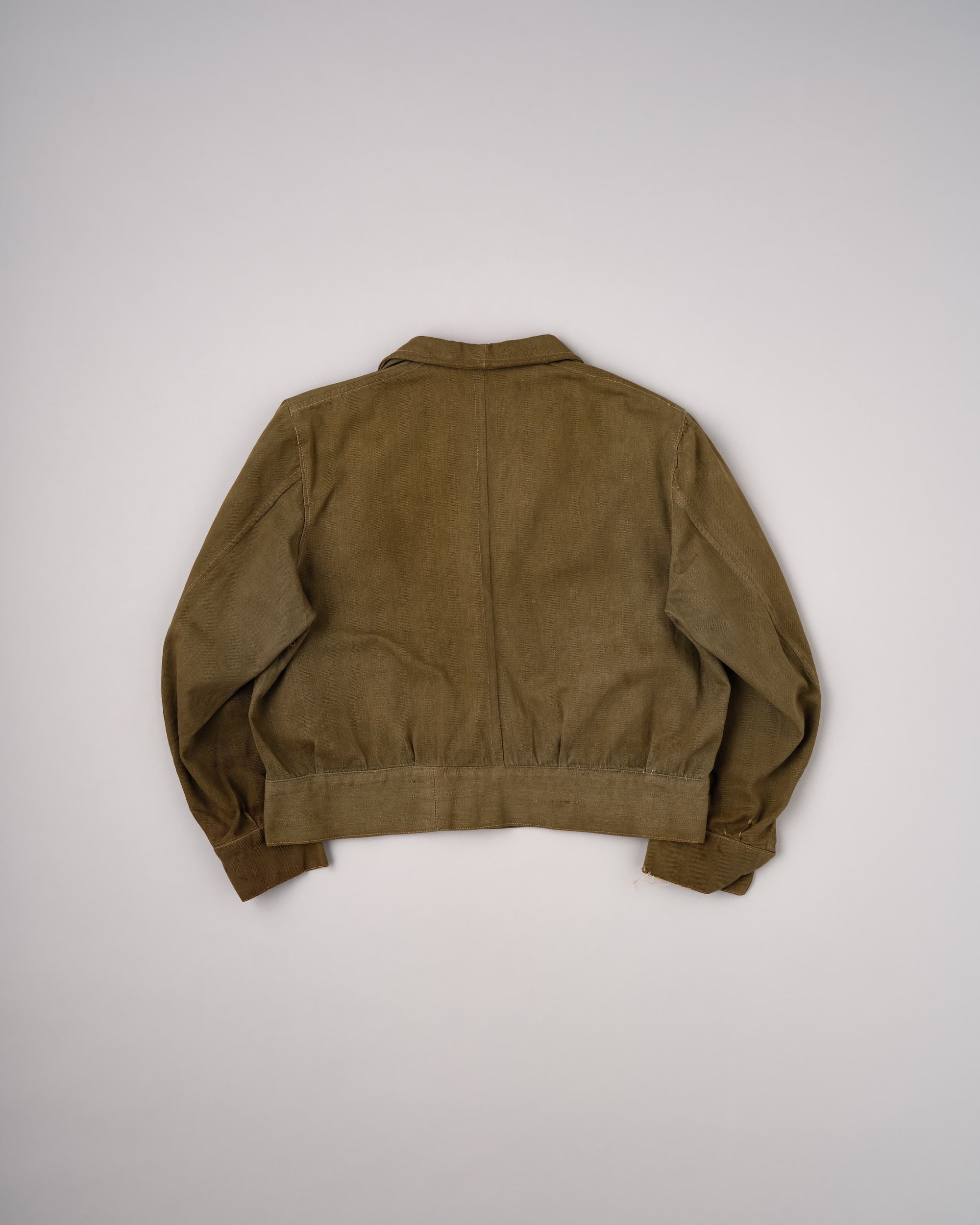 【~40's】WWII German Army British Green Denim Fabric Made Short Jacket
