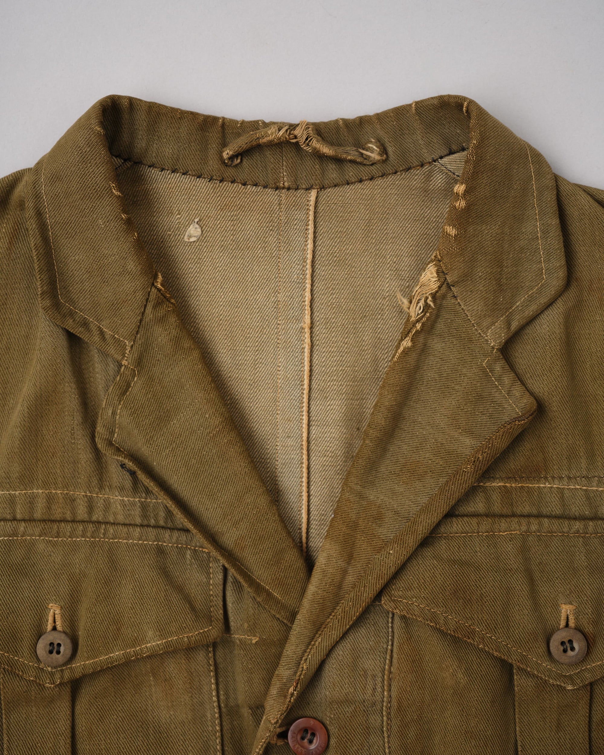 【~40's】WWII German Army British Green Denim Fabric Made Short Jacket