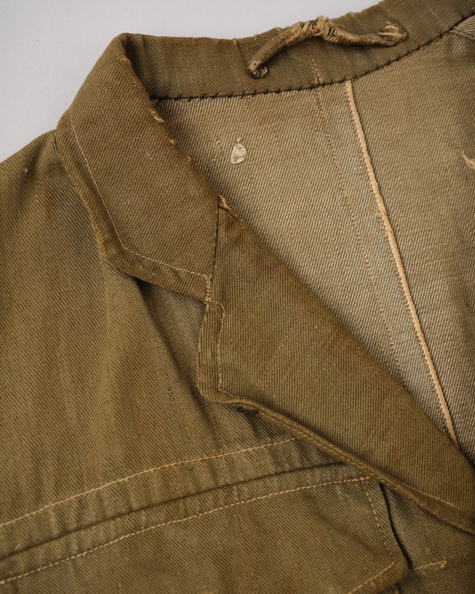 【~40's】WWII German Army British Green Denim Fabric Made Short Jacket