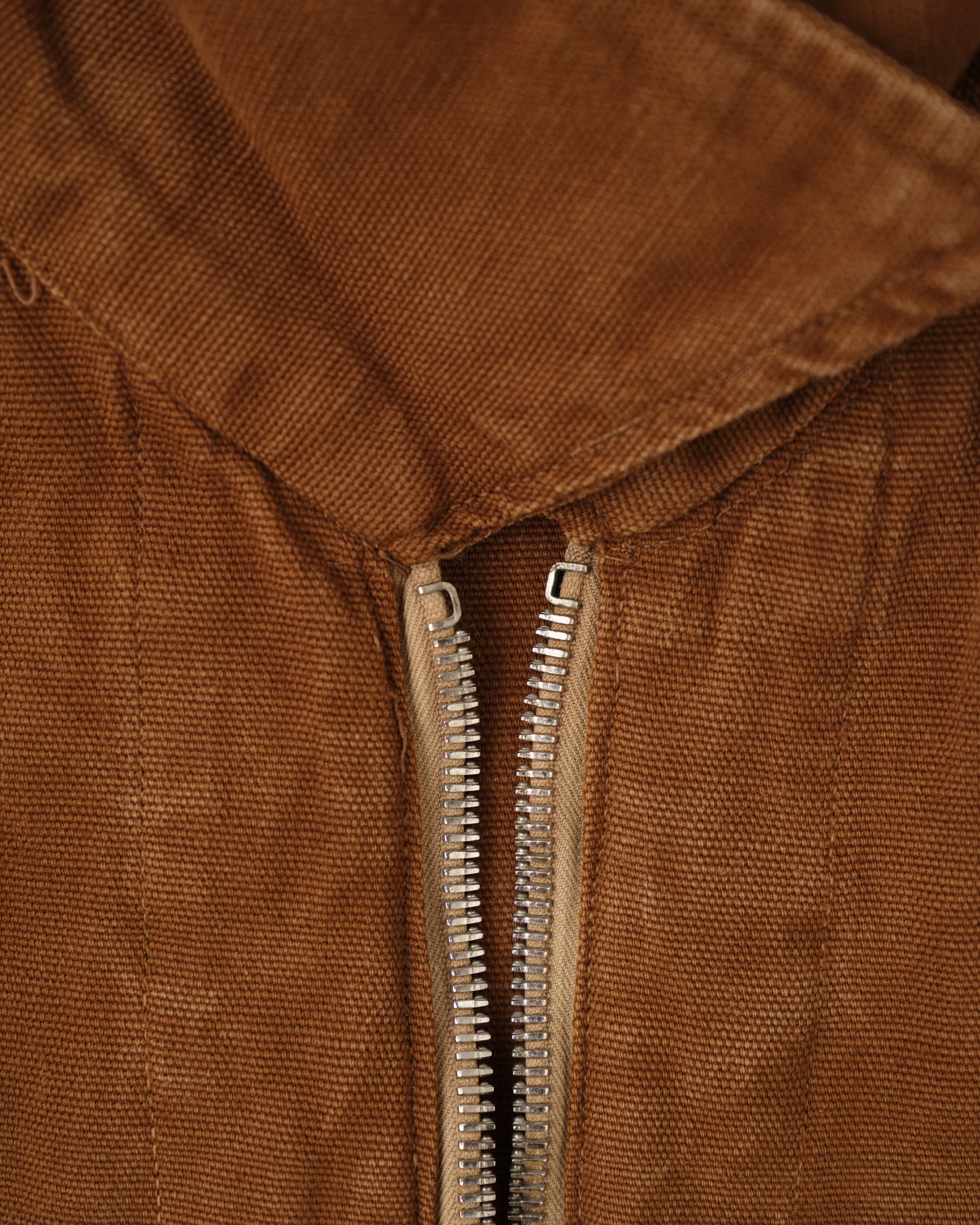 【~40's】French Vintage Raglan Sleeve Brown Cotton Pullover Cyclist Jacket
