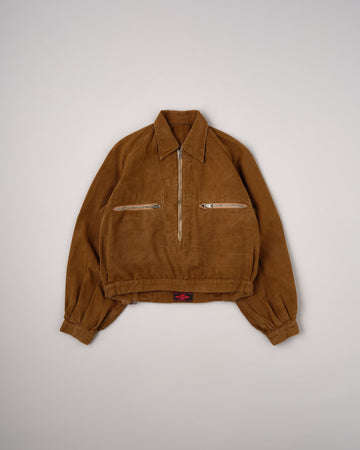【~40's】French Vintage Raglan Sleeve Brown Cotton Pullover Cyclist Jacket