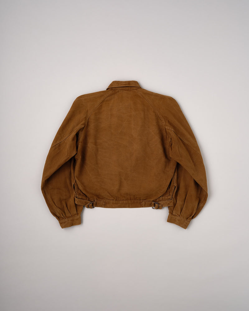 【~40's】French Vintage Raglan Sleeve Brown Cotton Pullover Cyclist Jacket