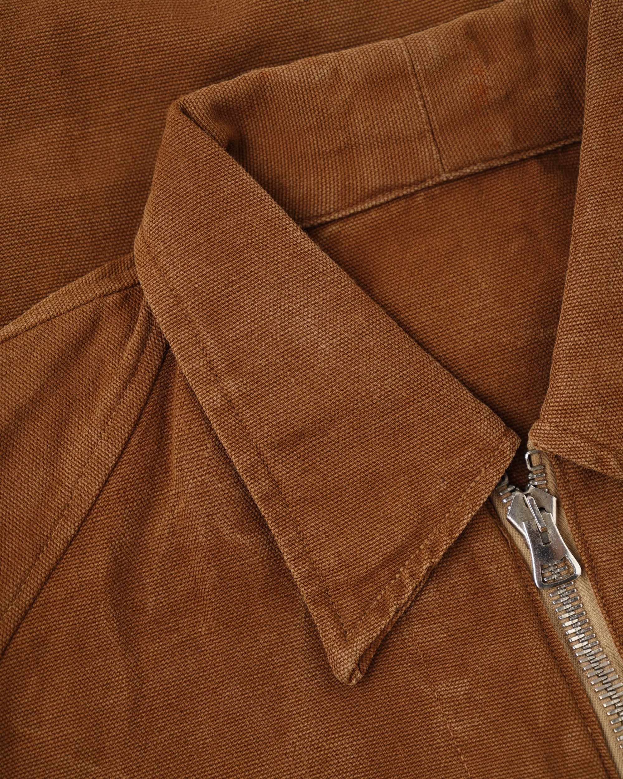 【~40's】French Vintage Raglan Sleeve Brown Cotton Pullover Cyclist Jacket