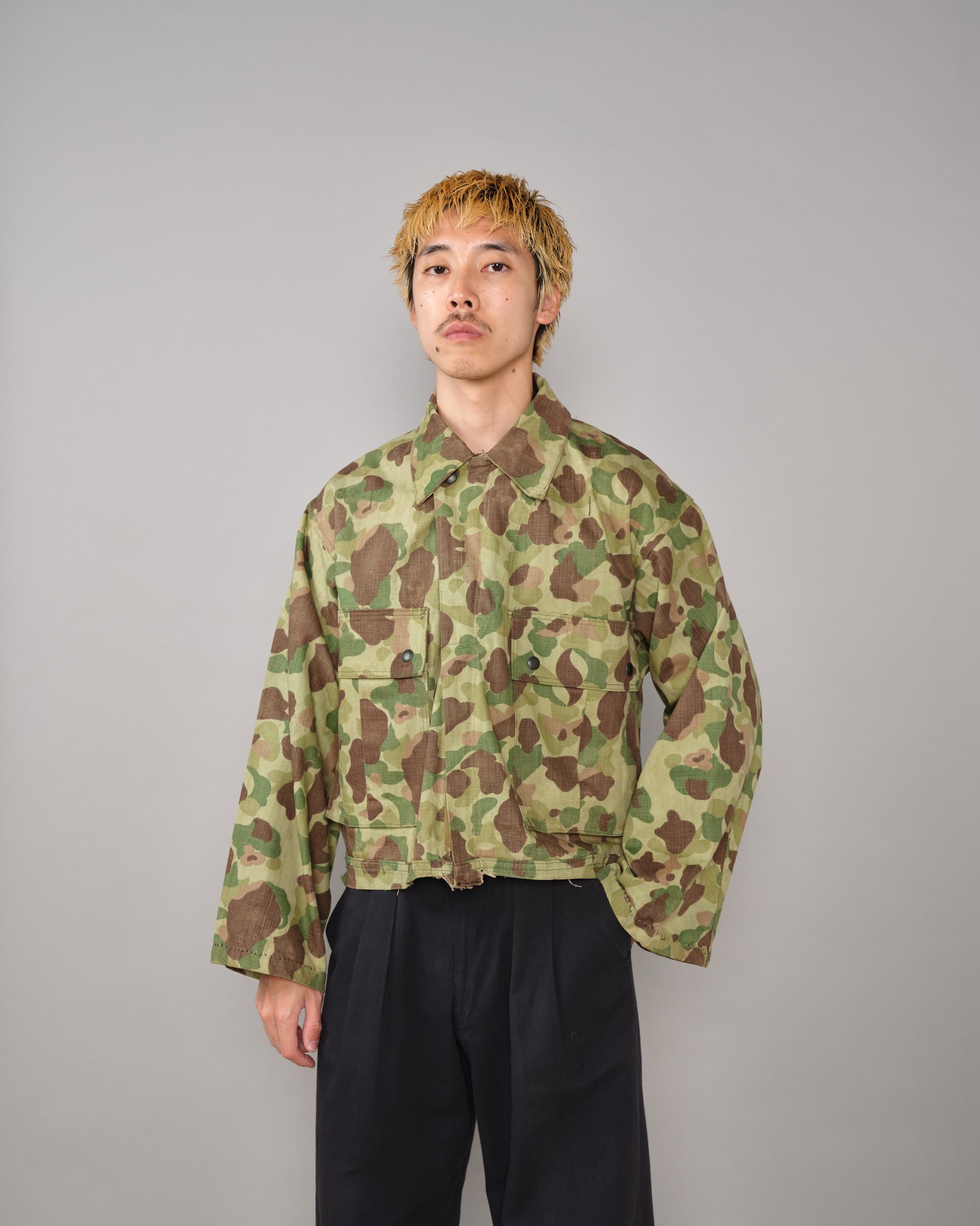 [~40's] WWII U.S.ARMY/U.S.M.C Frogskin Camouflage Short Jacket Size.44L "Overalls Modified"
