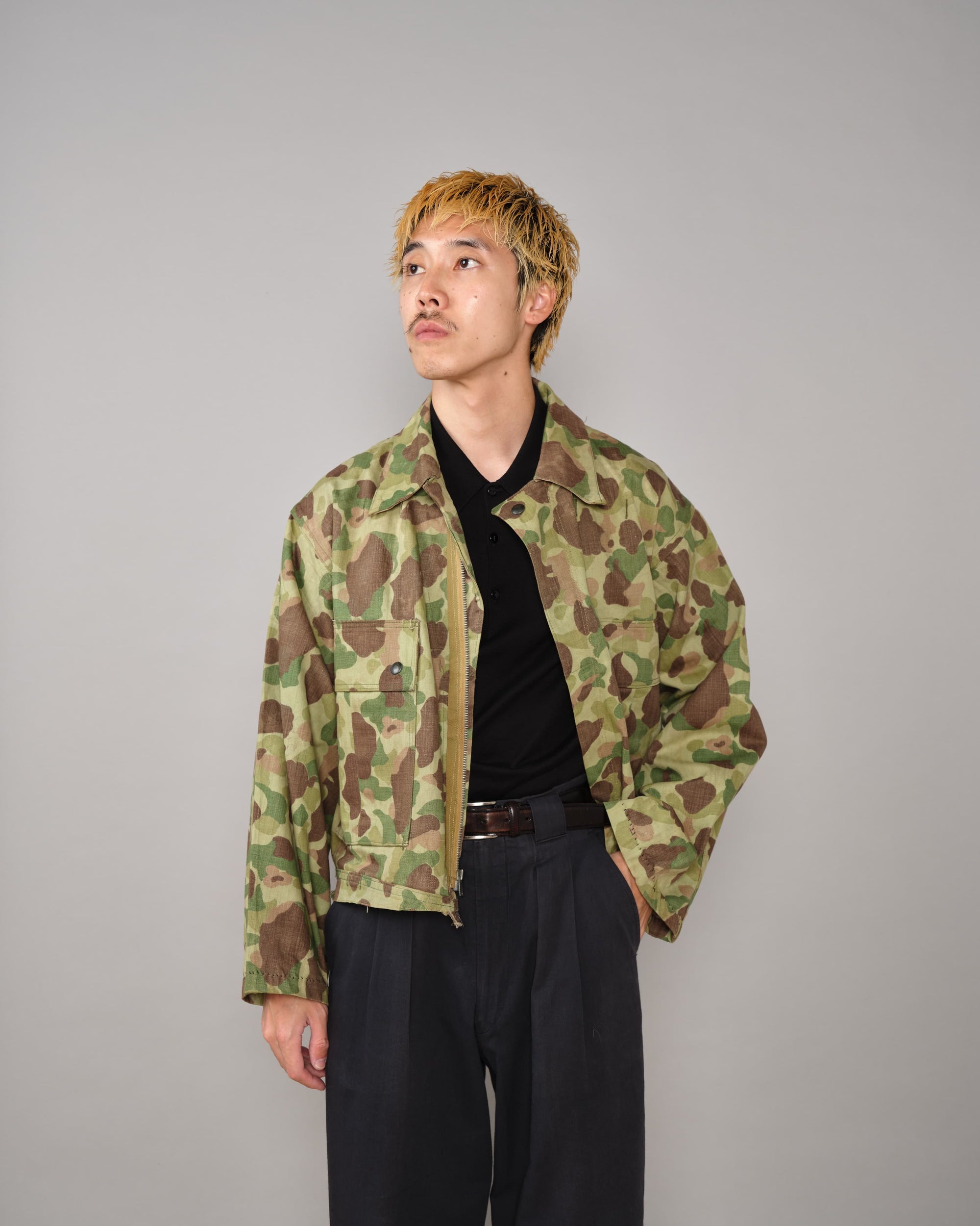 [~40's] WWII U.S.ARMY/U.S.M.C Frogskin Camouflage Short Jacket Size.44L "Overalls Modified"