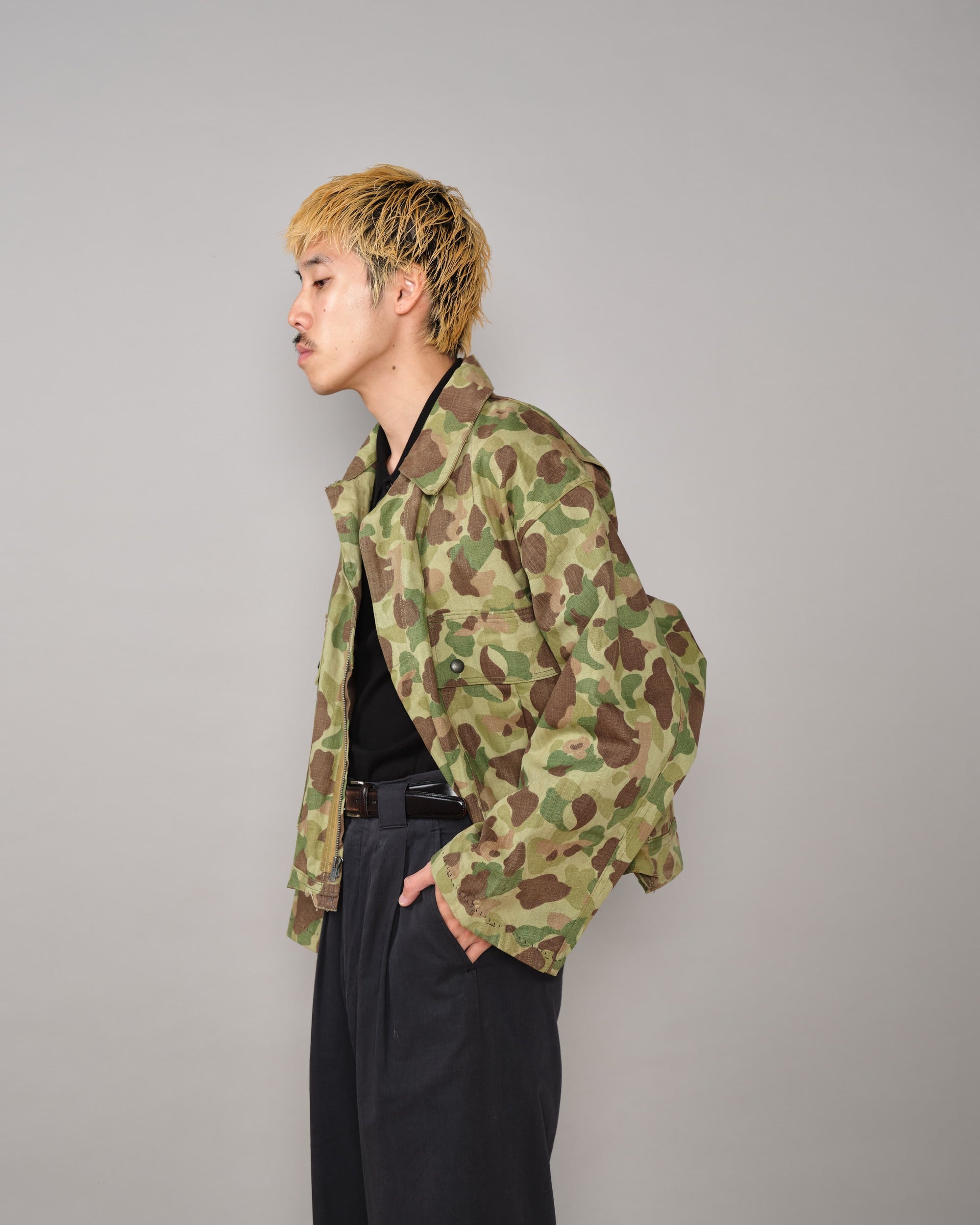 [~40's] WWII U.S.ARMY/U.S.M.C Frogskin Camouflage Short Jacket Size.44L "Overalls Modified"