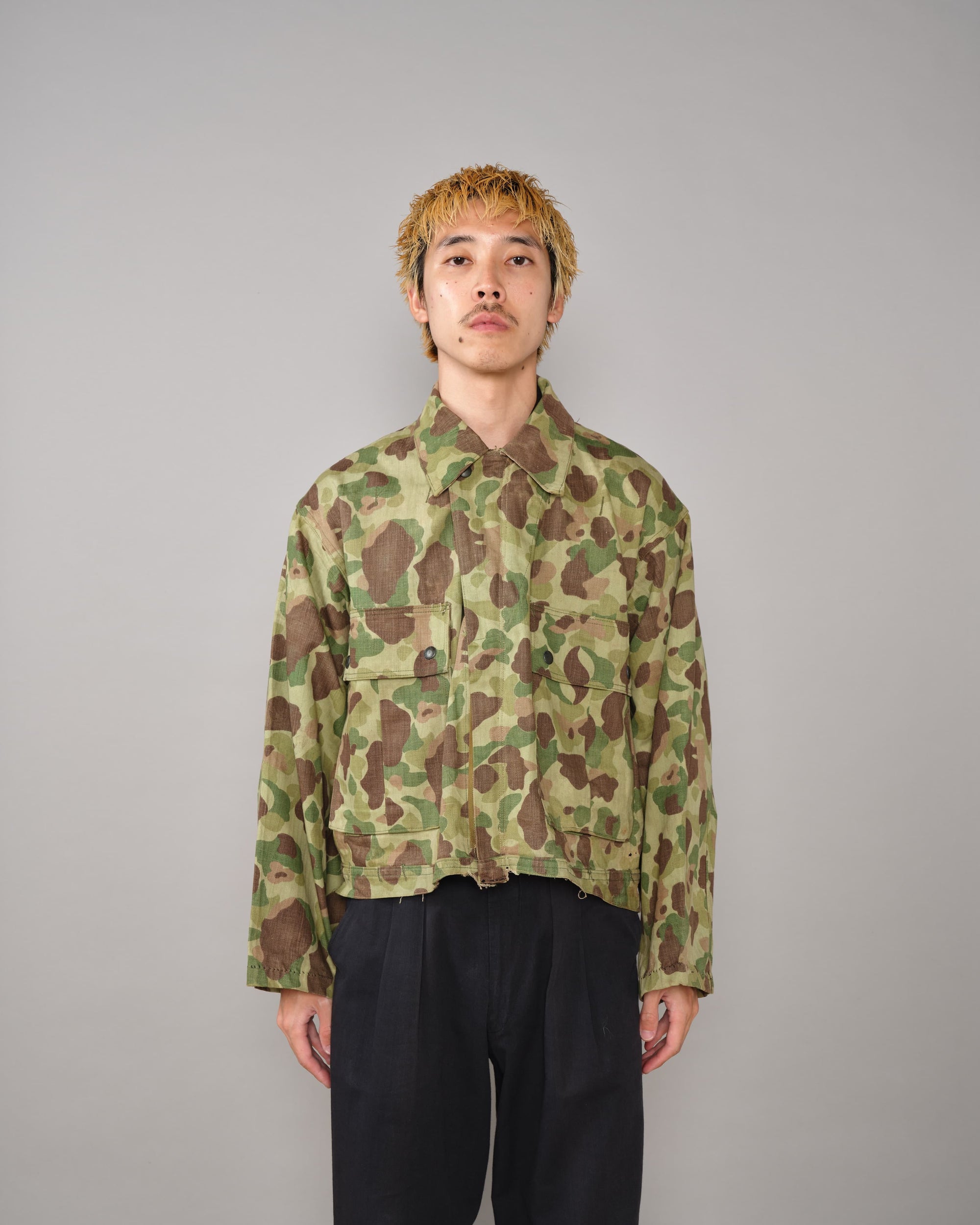 [~40's] WWII U.S.ARMY/U.S.M.C Frogskin Camouflage Short Jacket Size.44L "Overalls Modified"