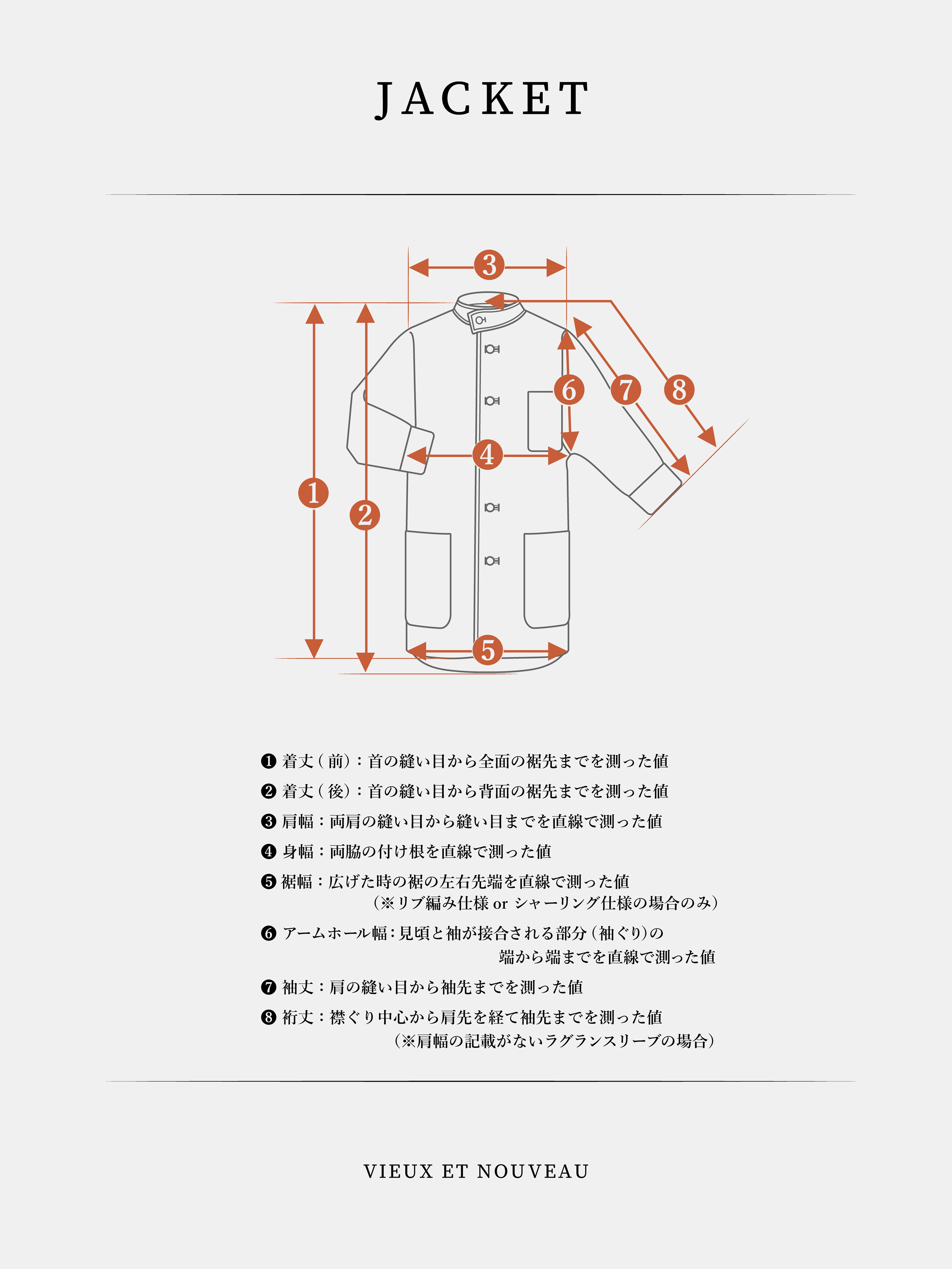JACKET size guide diagram