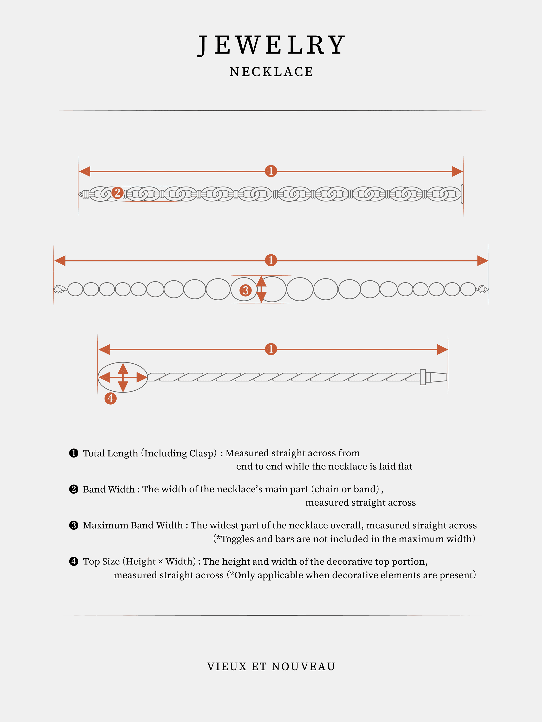 NECKLACE size guide diagram