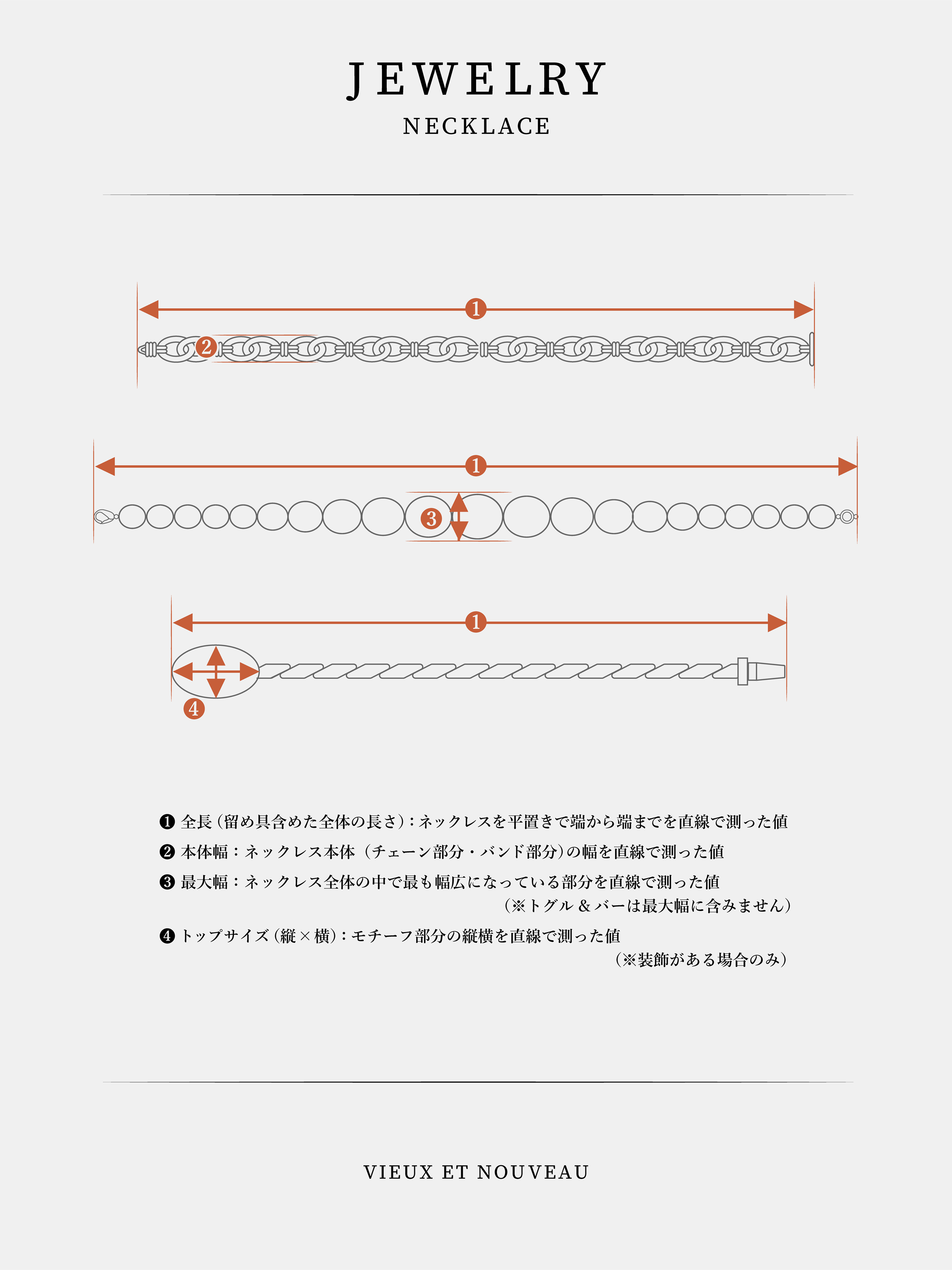 NECKLACE size guide diagram