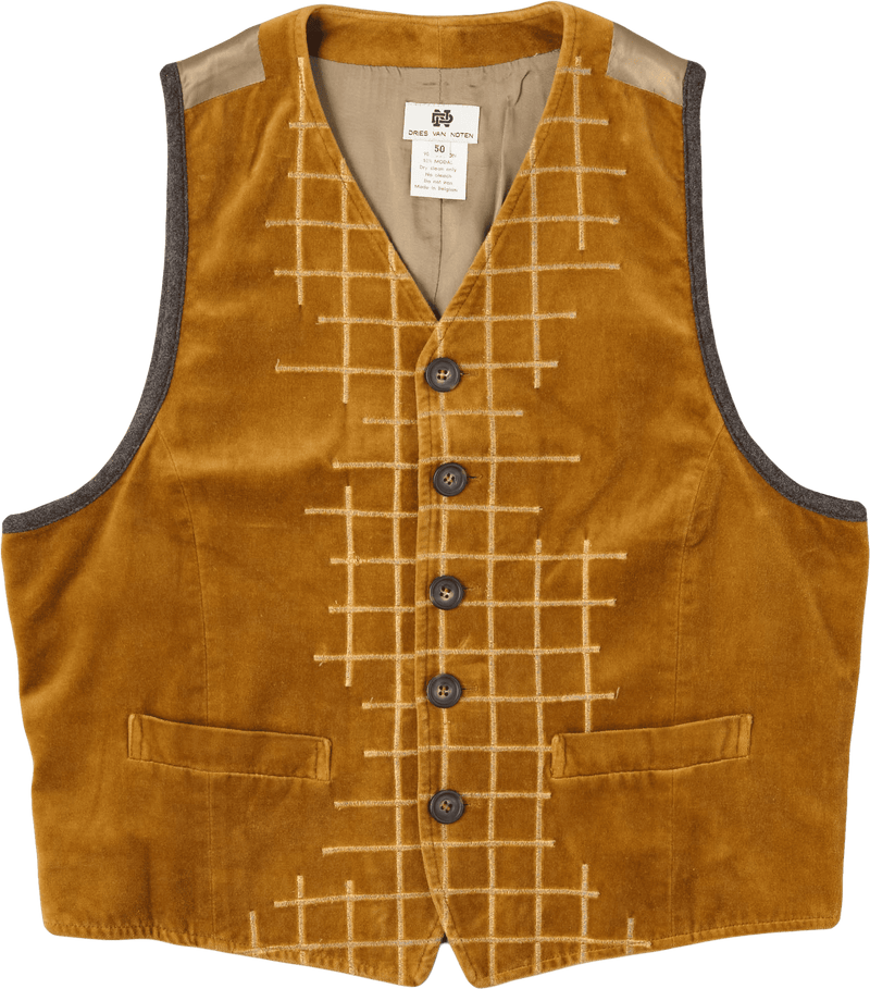 【~90’s】Old DRIES VAN NOTEN Mixed Cotton Velour Vest Size.50