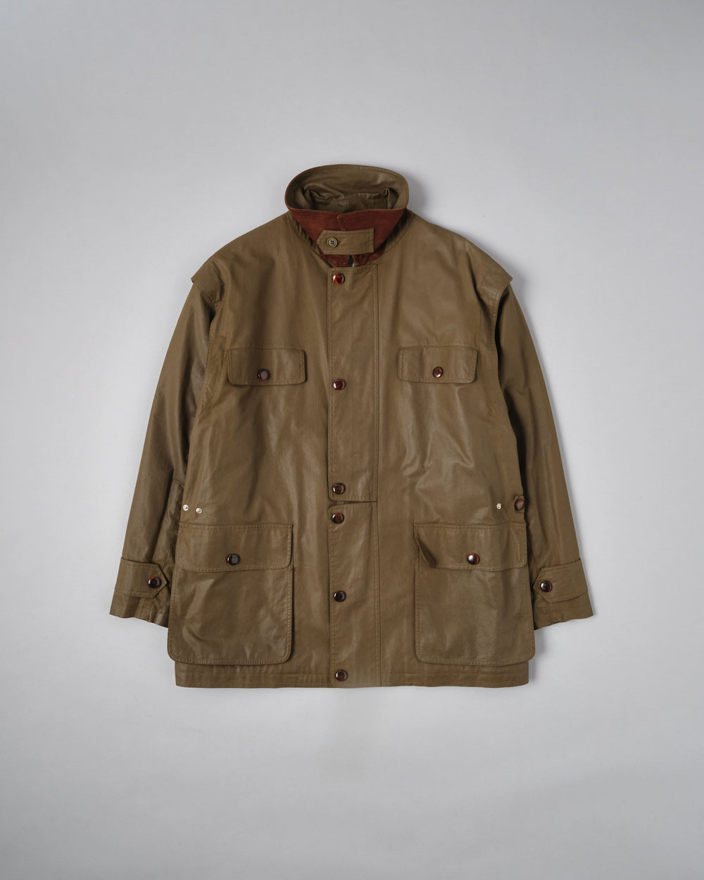 【~80’s】Old GUCCI Detachable Sleeve Cotton Polyester 4 Pockets Jacket With Chin Strap Size.50