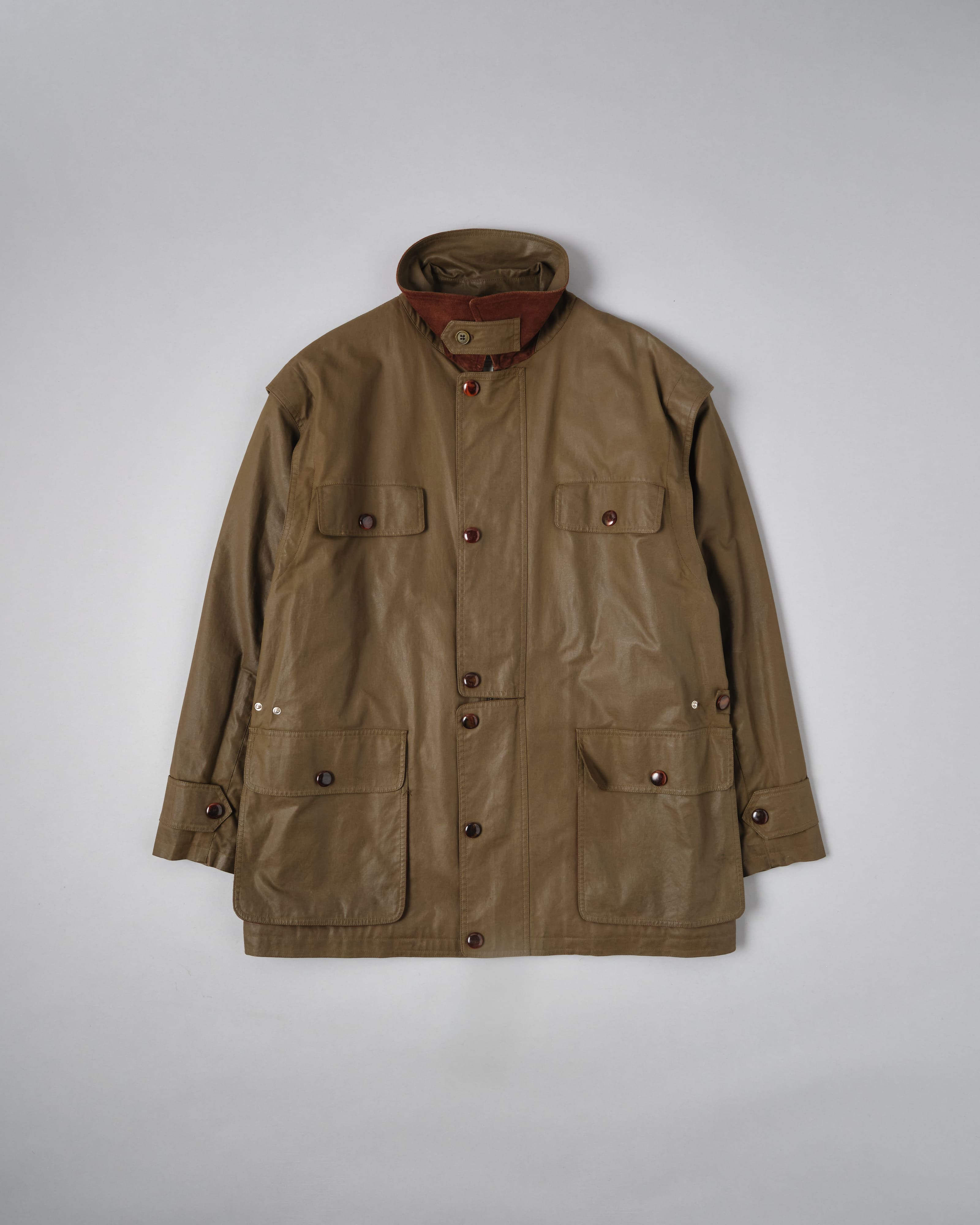 【~80’s】Old GUCCI Detachable Sleeve Cotton Polyester 4 Pockets Jacket With Chin Strap Size.50