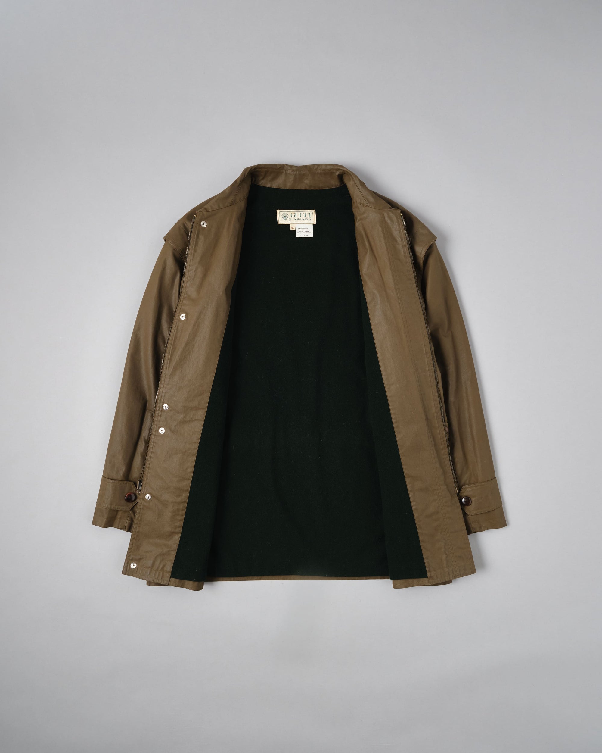 ［~80’s］Old GUCCI Detachable Sleeve Cotton Polyester 4 Pockets Jacket With Chin Strap Size.50