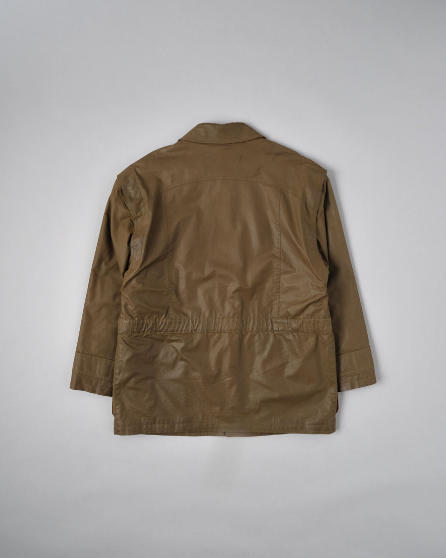 Full view of ［~80’s］Old GUCCI Detachable Sleeve Cotton Polyester 4 Pockets Jacket With Chin Strap Size.50