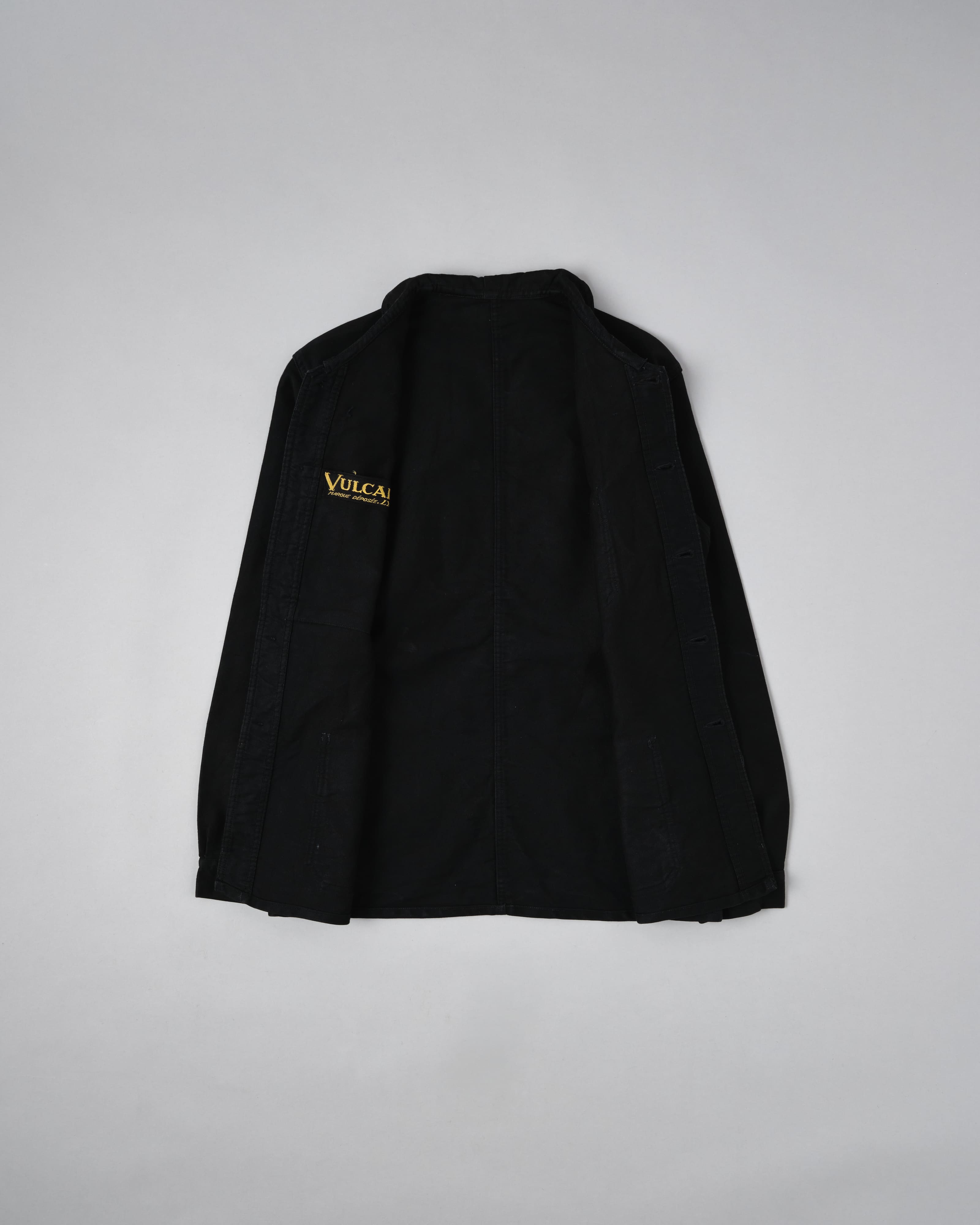 [~ 40's] Jacket de travail de moleskin noirs vintage français "Vulcain"