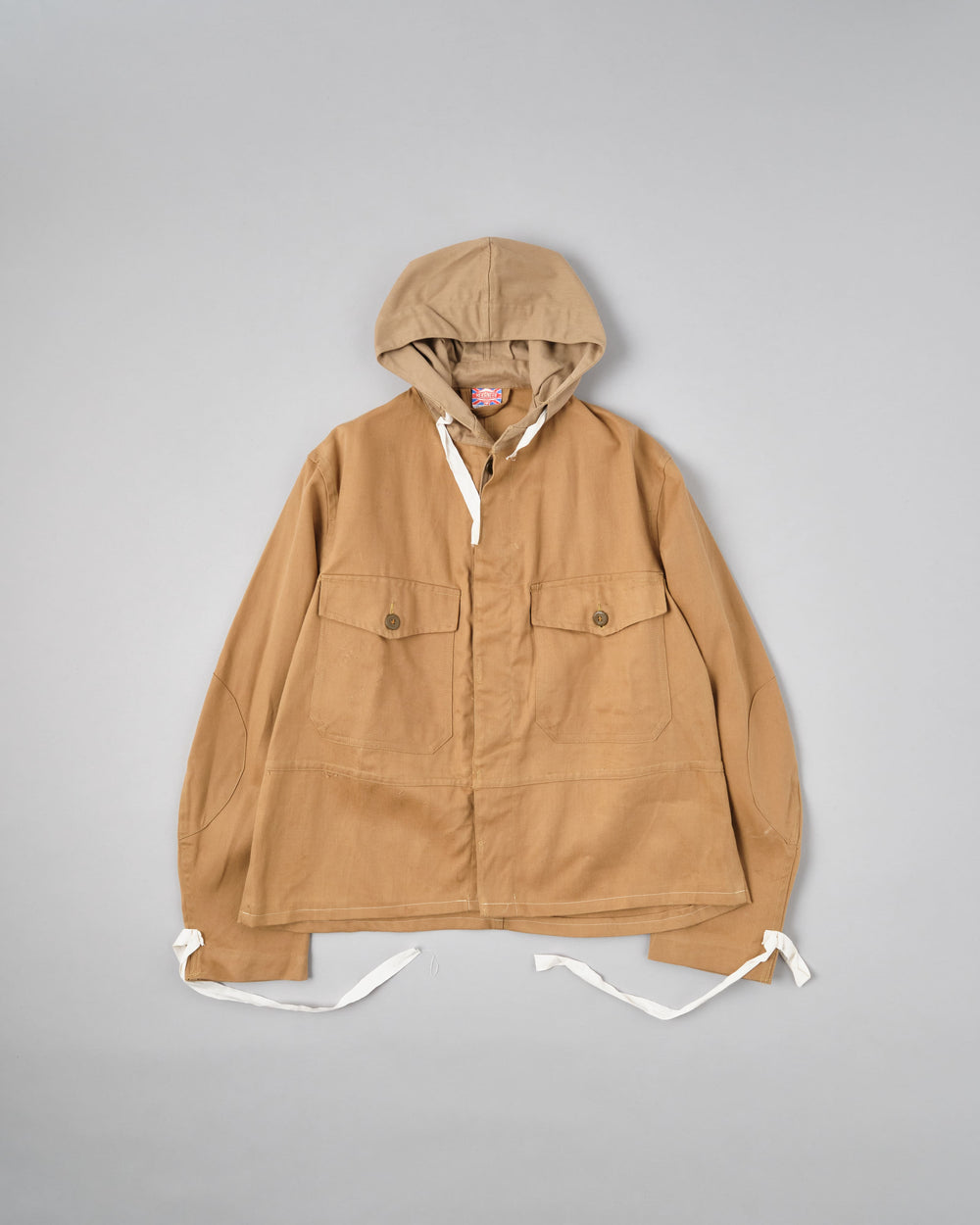 【~60's】British Vintage Khaki Drill Hooded Jacket Size.44 "MEKANEER" "Dead Stock"