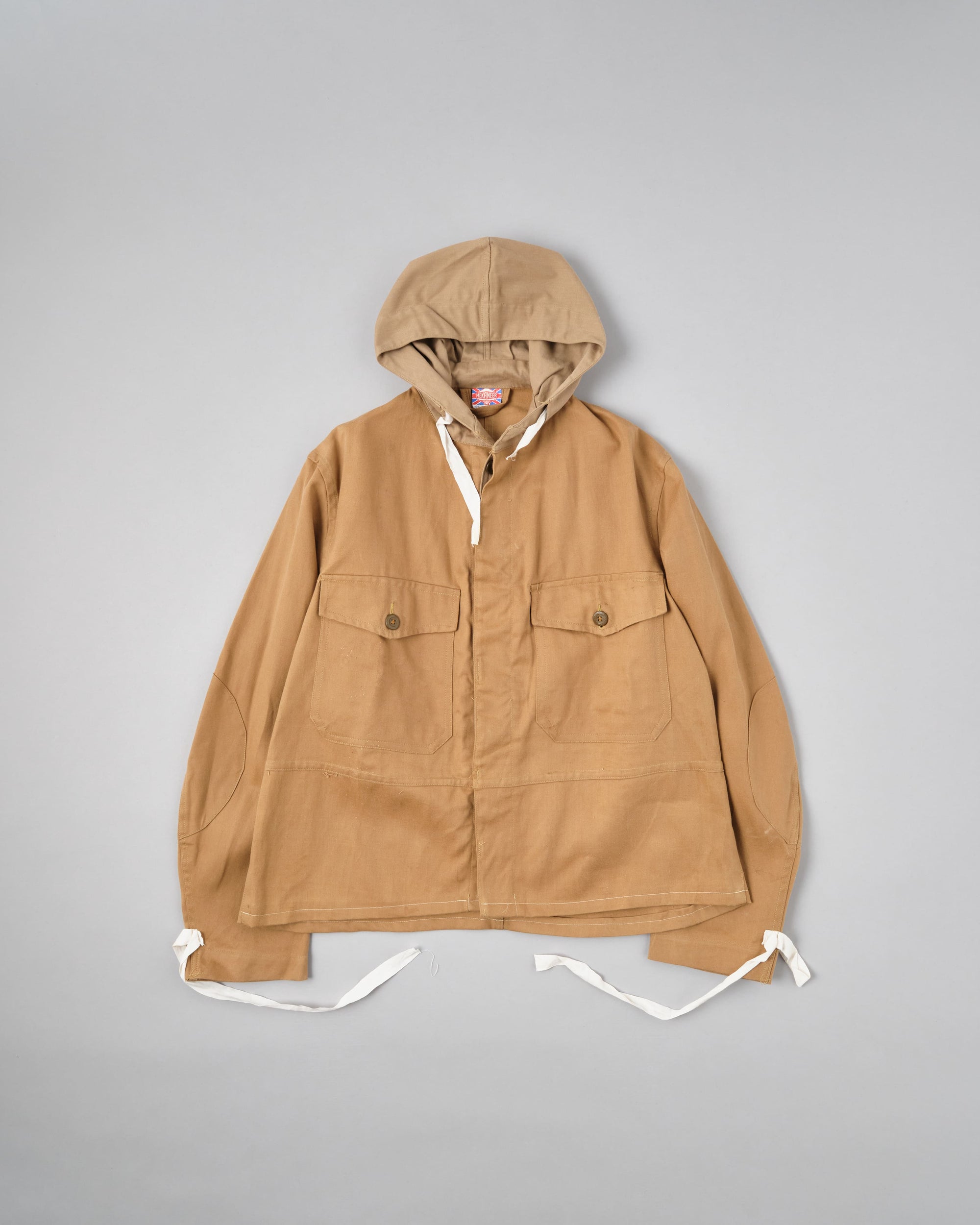 【~60's】British Vintage Khaki Drill Hooded Jacket Size.44 "MEKANEER" "Dead Stock"