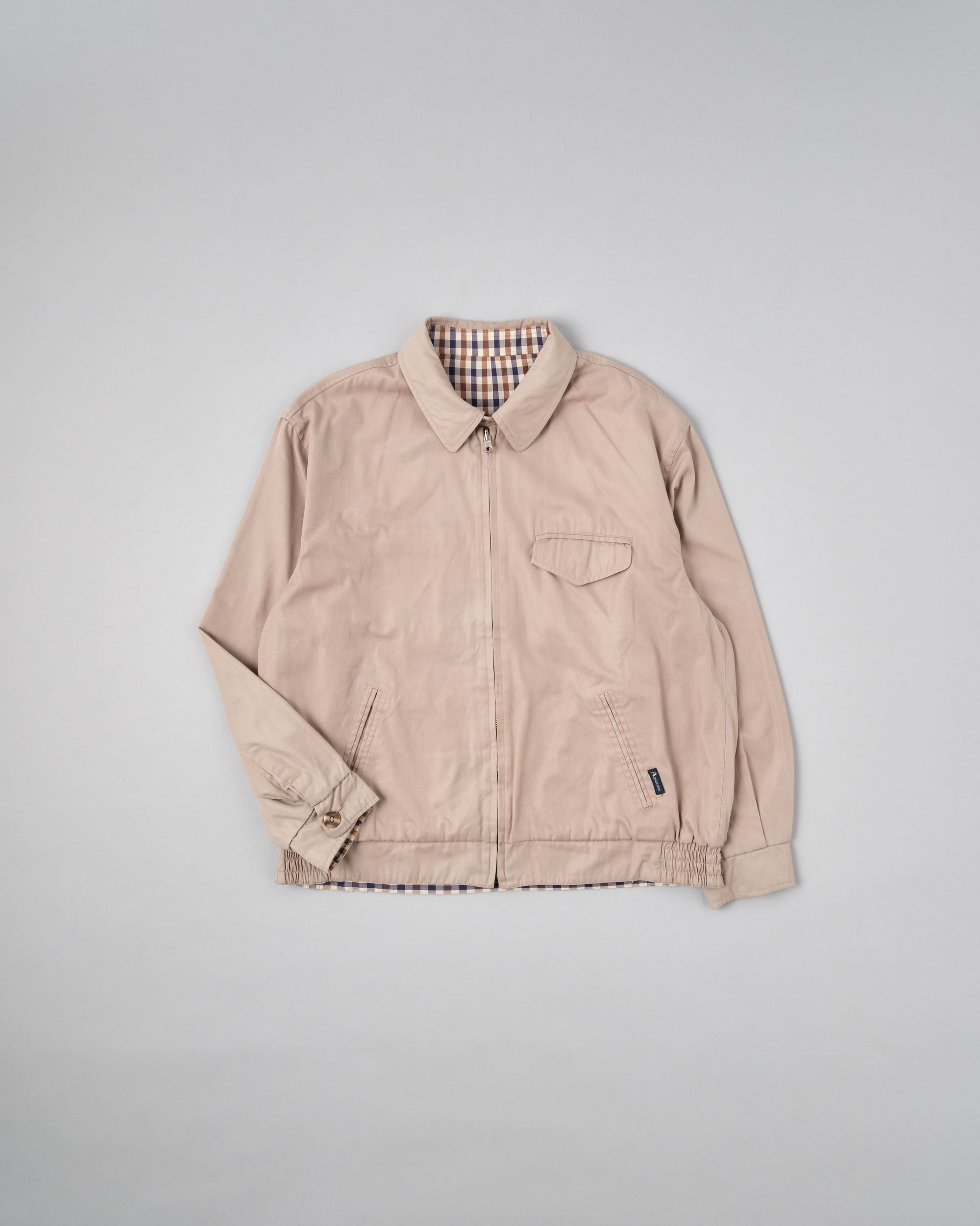 ［~00's］Old Aquascutum Club Check Reversible Harrington Jacket Size.M