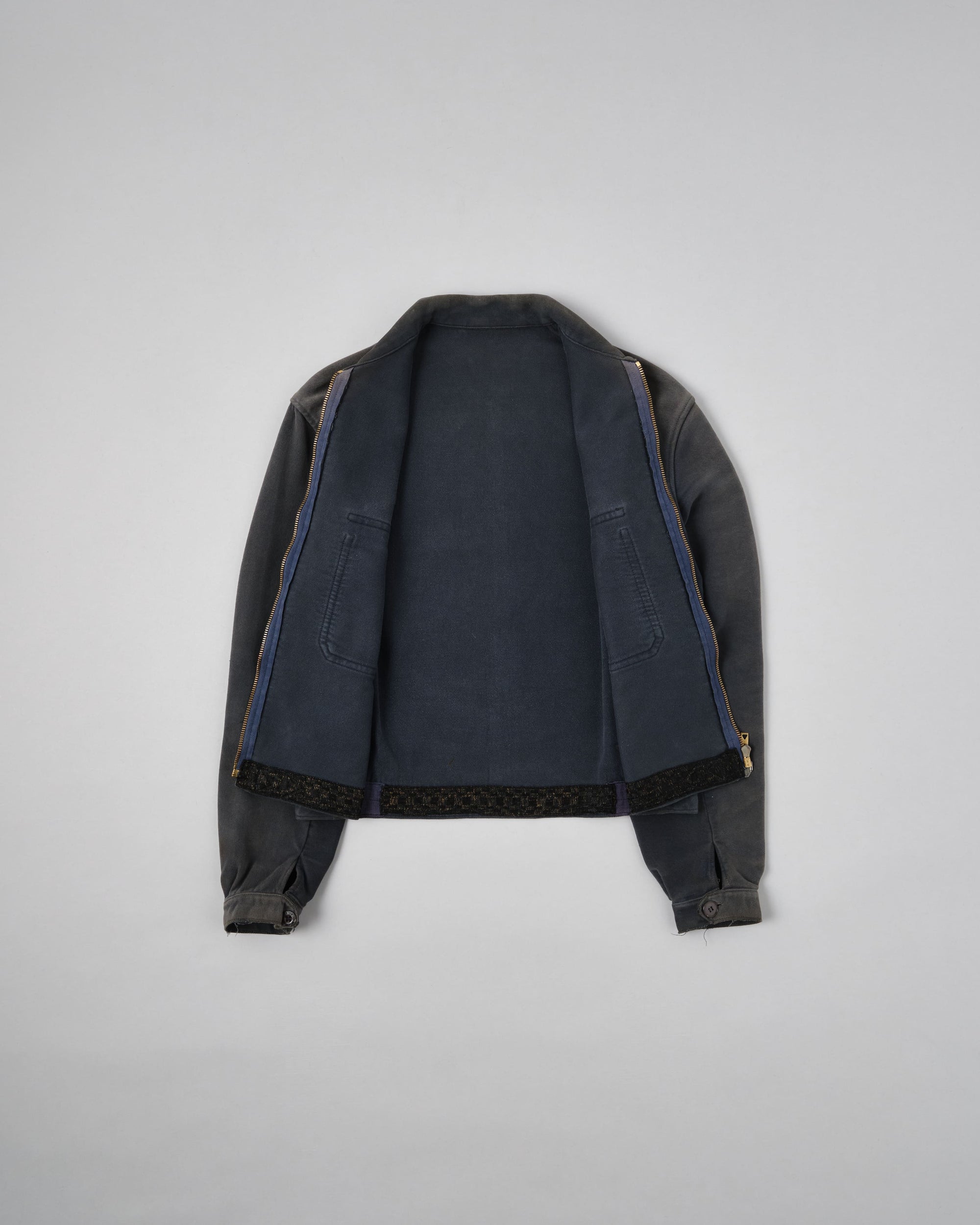 【~40's】French Vintage Dark Navy Peachskin Cyclist Jacket
