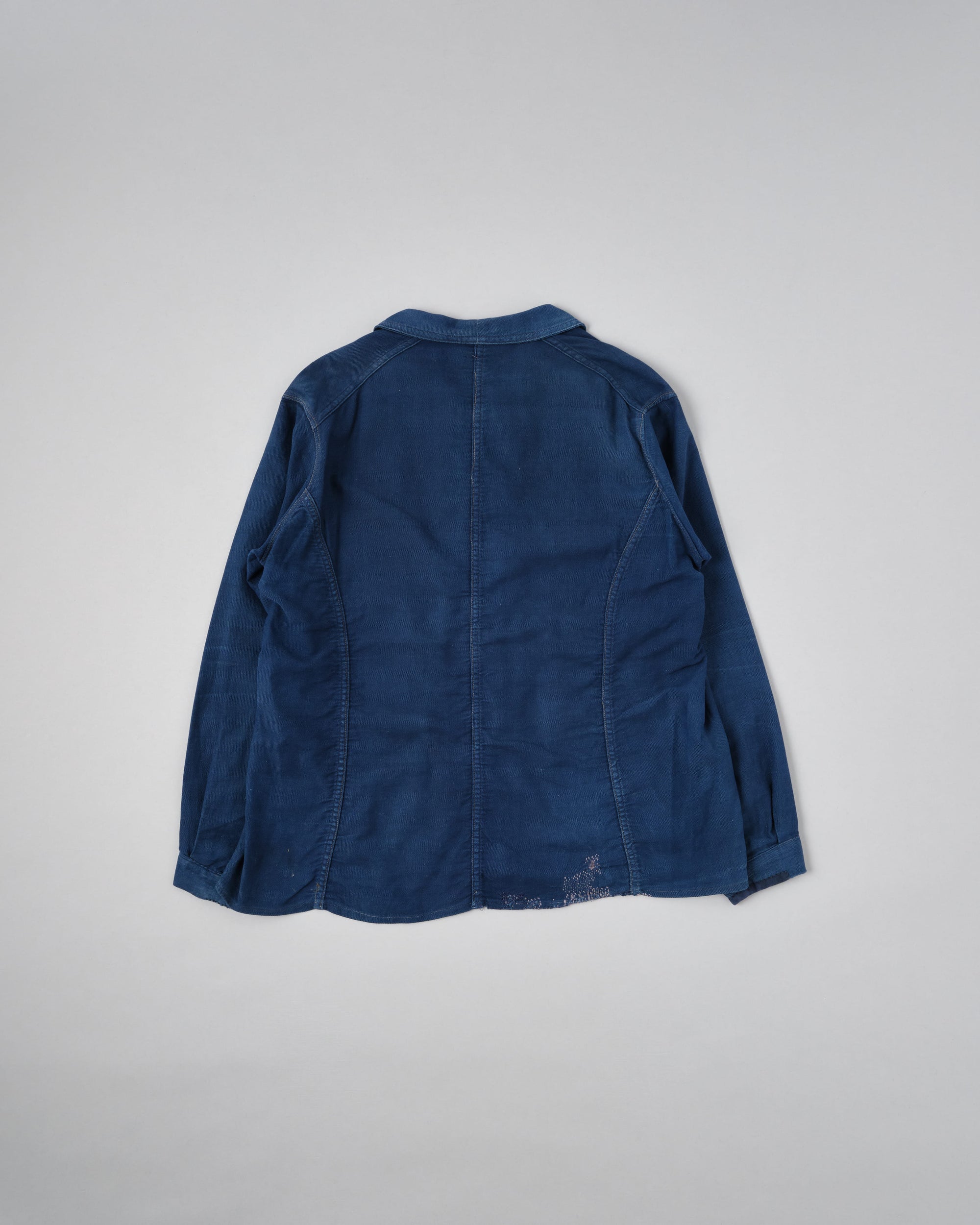［~30's］French Vintage Deep Blue Cotton Thin Twill Double Breasted Work Jacket "12 Buttons" "Homemade"
