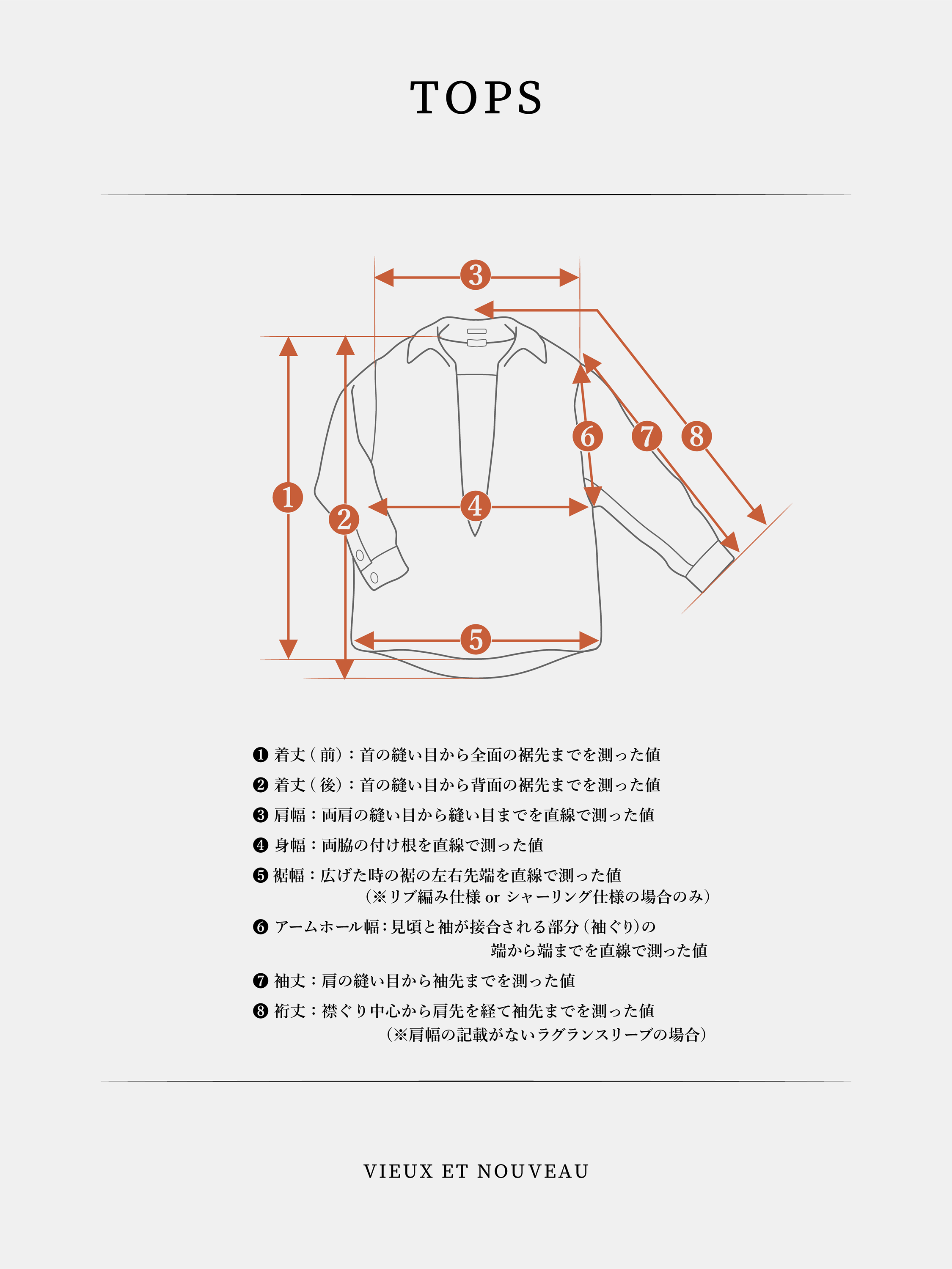 TOPS size guide diagram
