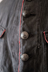 【~10's】French Vintage Black Linen HBT Fireman Jacket
